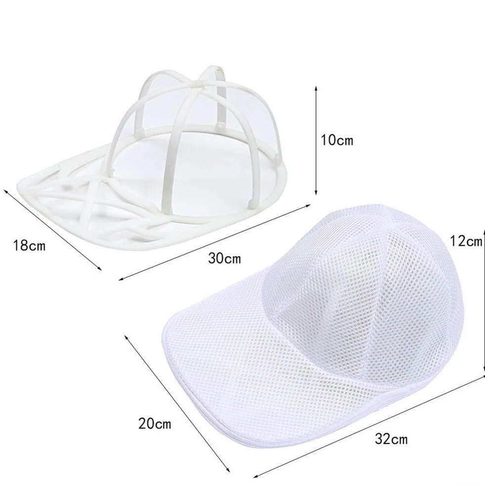 Borsa per il lavaggio in lavatrice realizzata in rete di poliestere leggera per consentire una pulizia accurata senza danni al cappello (bianco (borsa + staffa))