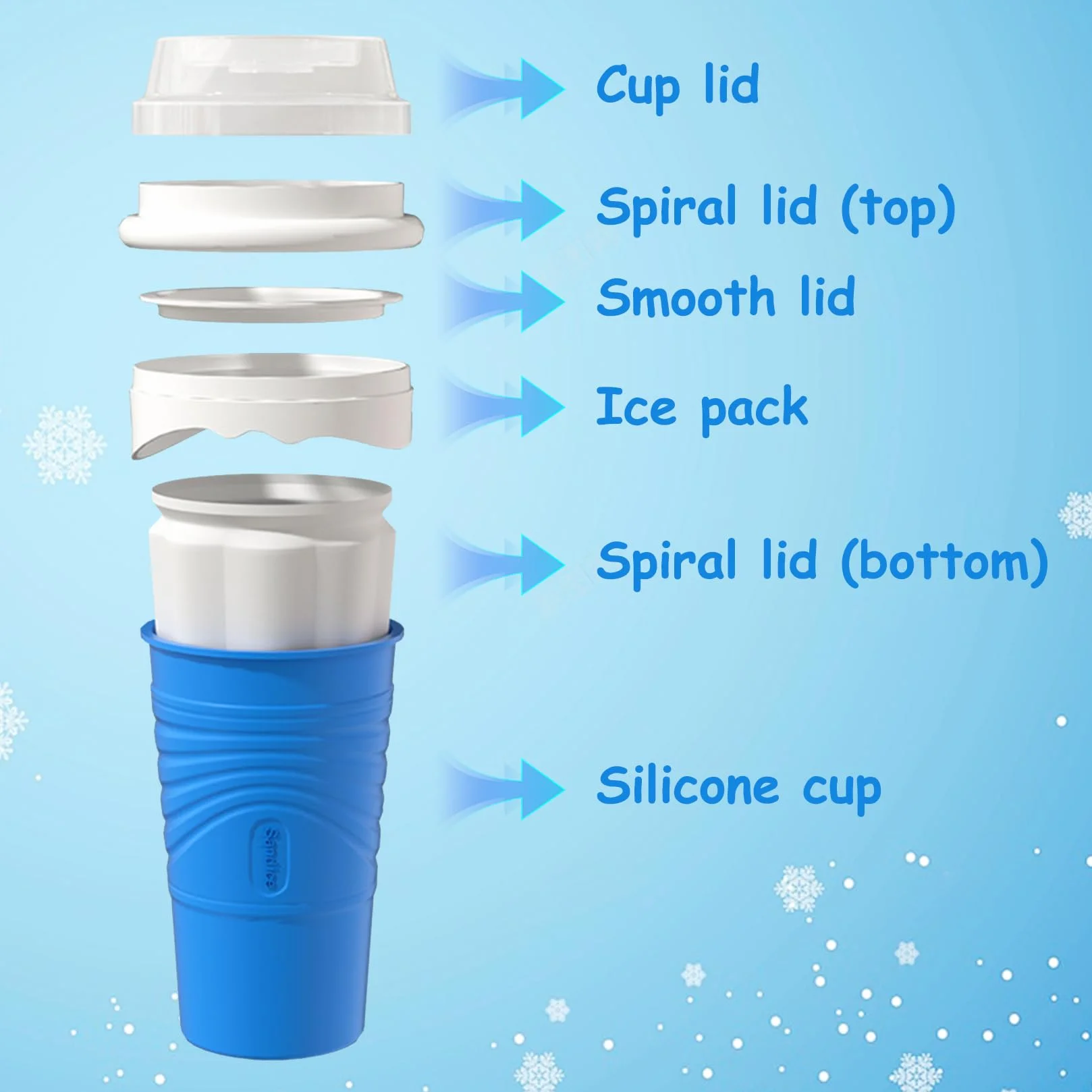 Slushy Maker Cup, Macchina per granita in silicone, Cucchiaio a cannuccia 2 in 1