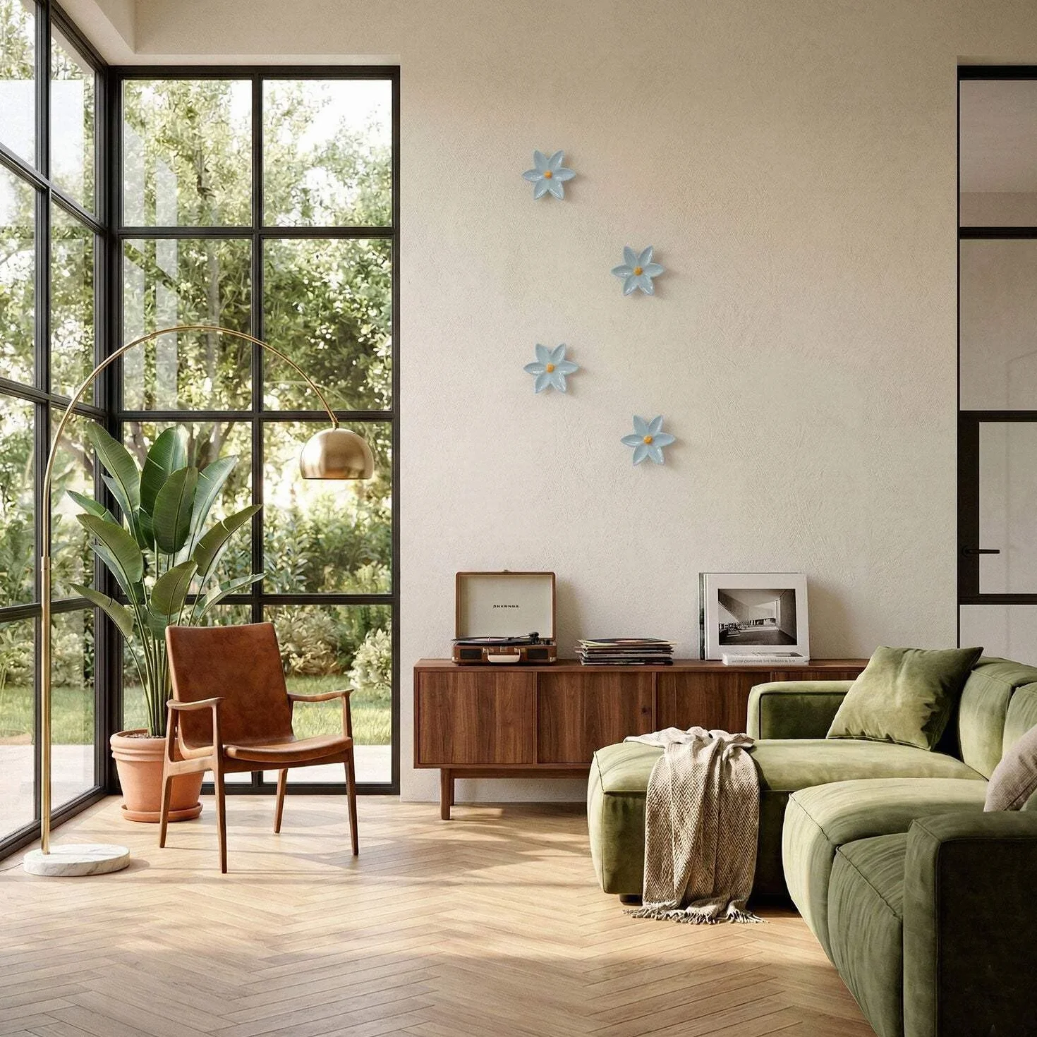 Fiore di Ninfea Appendino Azzurro in Ceramica per Radiatore, Portasciugamani a Forma di Fiore, Made in Italy
