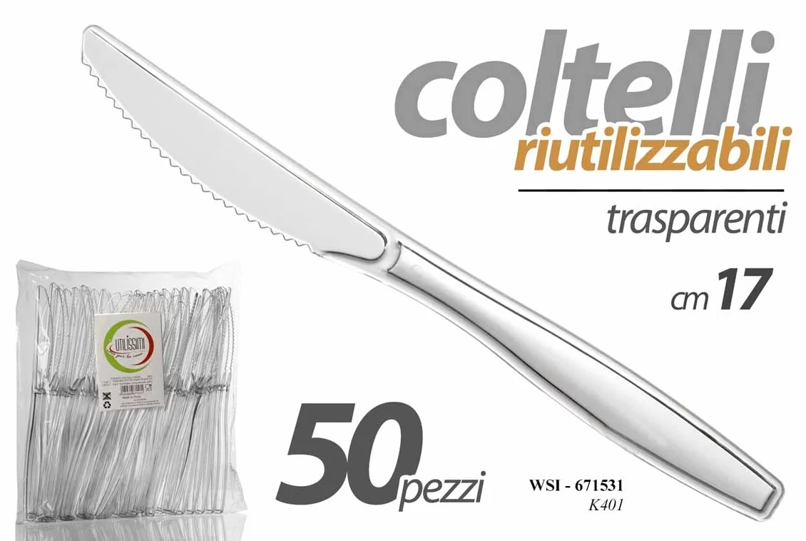 Gicos Set 50 pz coltelli monouso riutilizzabili Cucina 17 cm