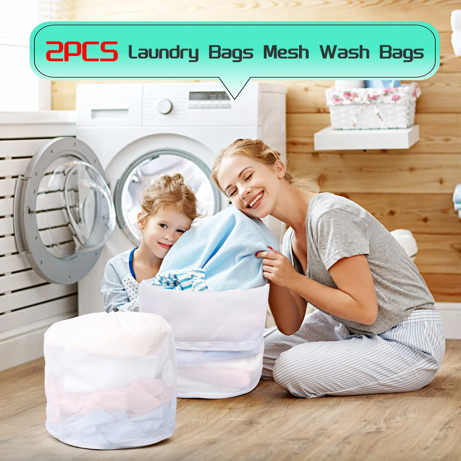 AiQInu 2 Pezzi Retina per Lavatrice, 40 x 30cm Sacchetti Lavatrice Biancheria in Rete, Sacco Biancheria Sporca con Coulisse, Sacchetto Scarpe Lavatrice