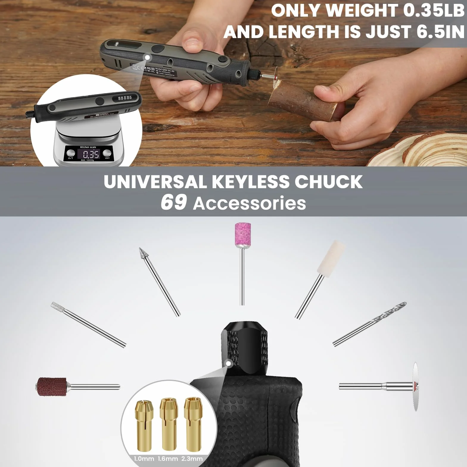 HARDELL 4V Mini Trapano a Batteria, 5 Velocità, Display Digitale, Utensile Rotante Multifunzione con 69 Accessori per Incisione e Taglio