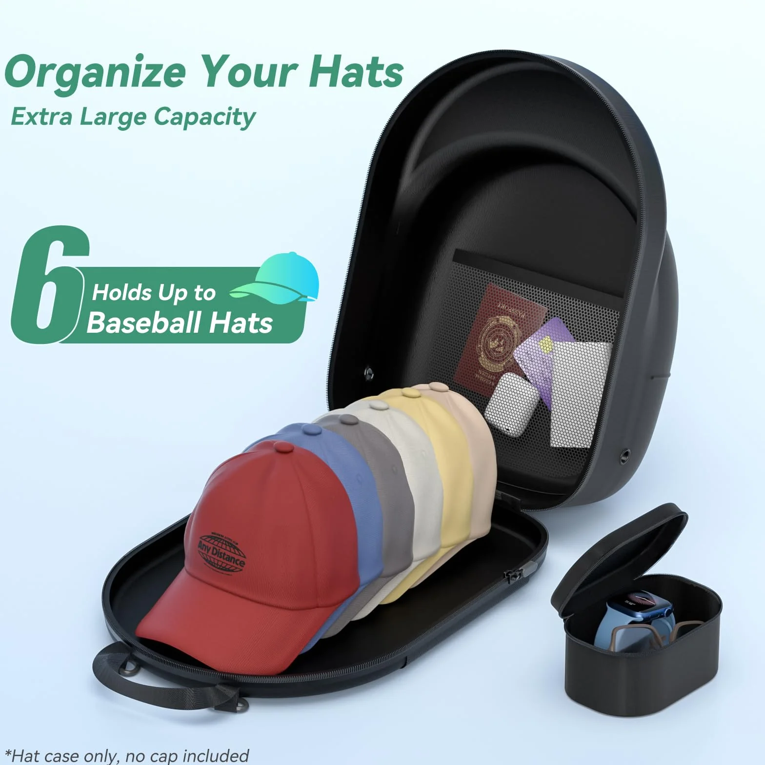 CLESOO Porta Cappellini da Viaggio, Porta Cappelli da Baseball con Maniglia per Tracolla Regolabile Custodia da Cappelli Organizzatore per Viaggi, Archiviazione Domestica