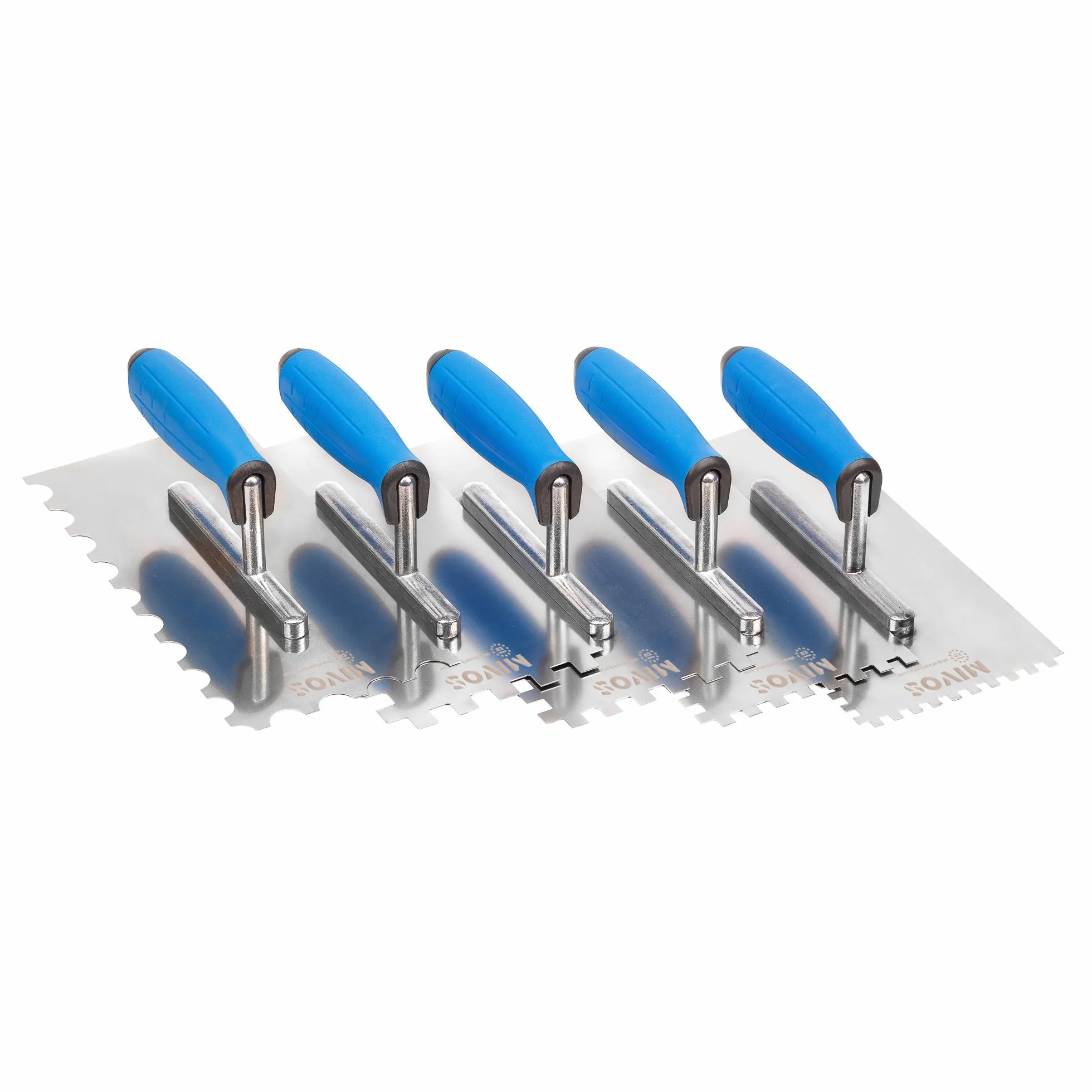 Mivos Cazzuola Dentata 12 x 12, in Acciaio Inox, Con Impugnatura Morbida, Dentatura da 12 mm, Senza Ruggine, 270 x 130