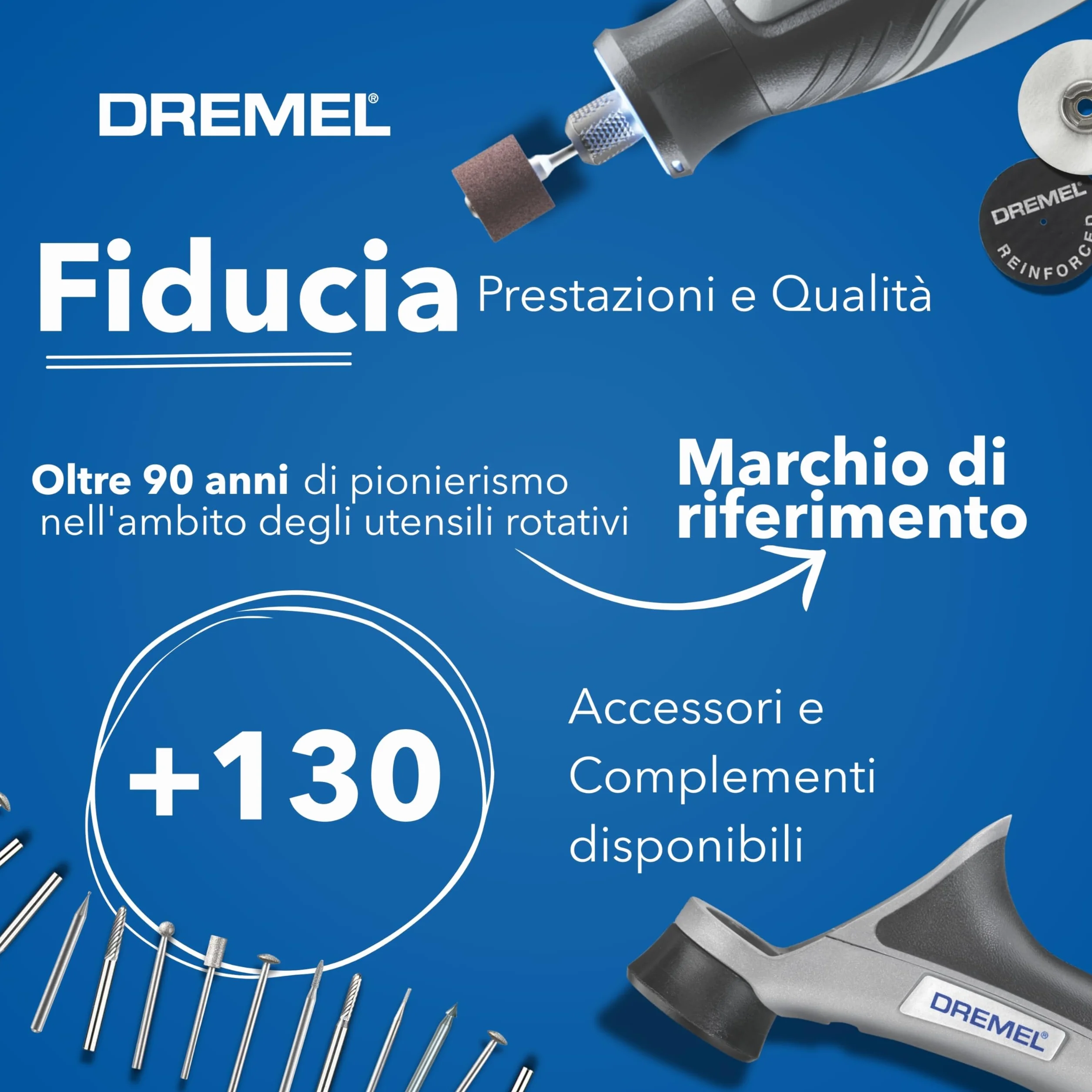 Dremel 8150 Kit utensile rotativo brushless a batteria 7,2 V 2Ah USB-C, 20 accessori, velocità variabile 5.000-30.000 giri/min