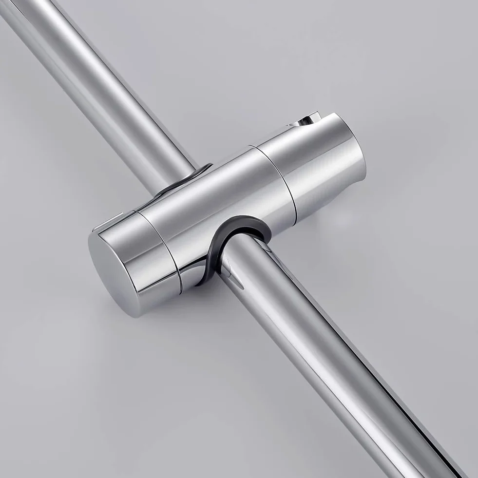 Ibergrif M20404 Supporto Soffione Doccia per Barra per Saliscendi, Regolabile Ricambio Porta per Doccetta, 18-25 mm, ABS, Cromo, Argento