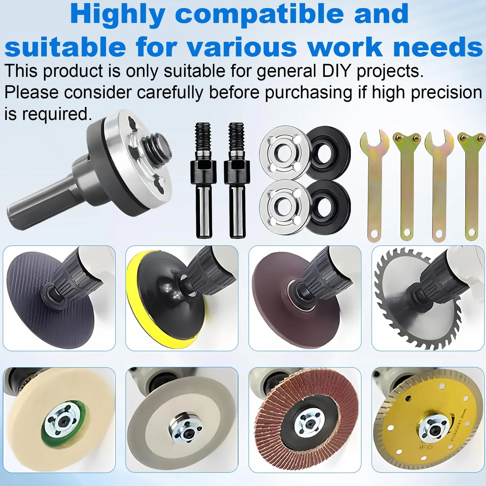 Smerigliatrice angolare set 10 accessori adattatore chiave a brugola trapano a mano