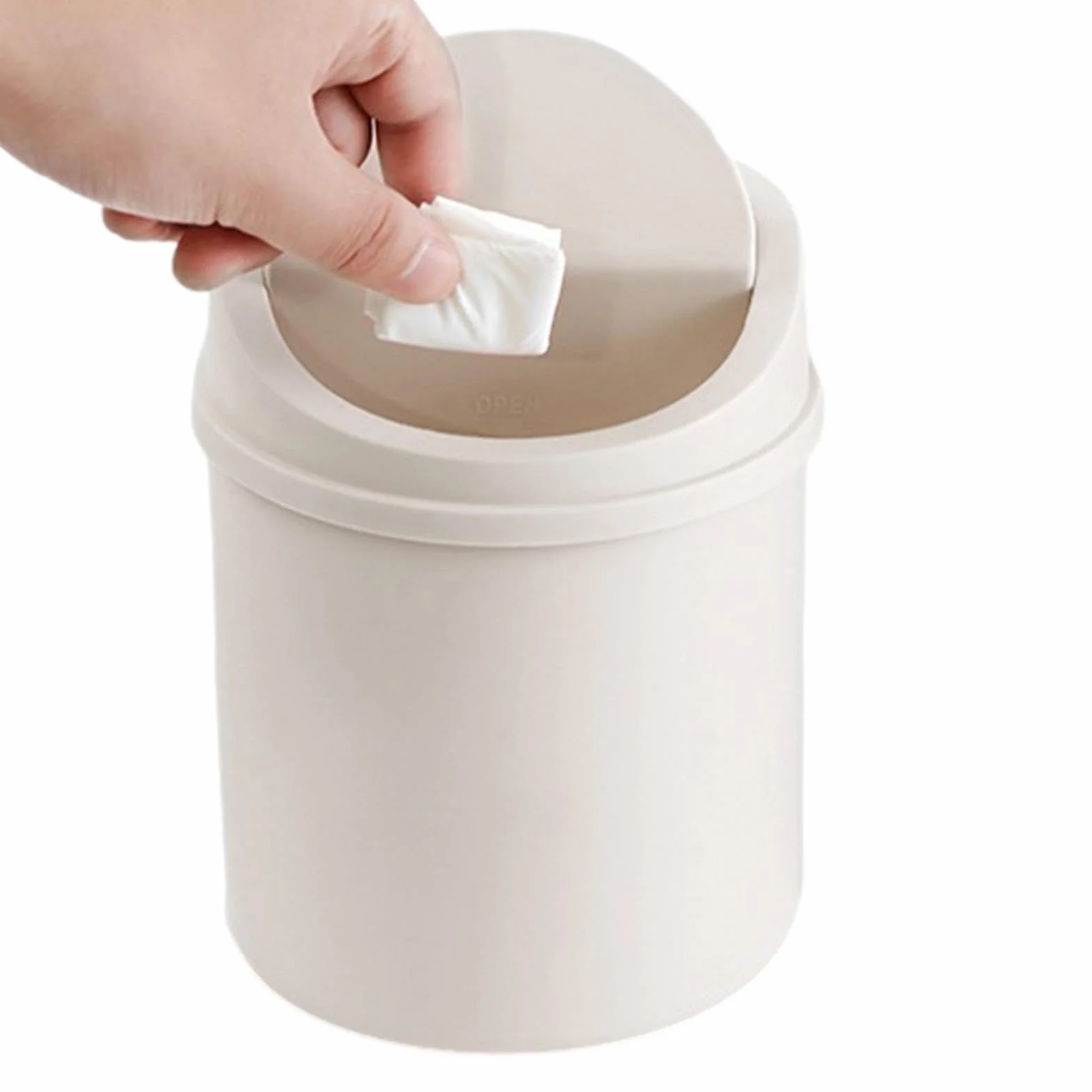 Cestino da Scrivania e Tavolo con Coperchio Girevole, Cestino per Rifiuti e Carta, per Interni Auto, Cucina, Camera da Letto, Uffici