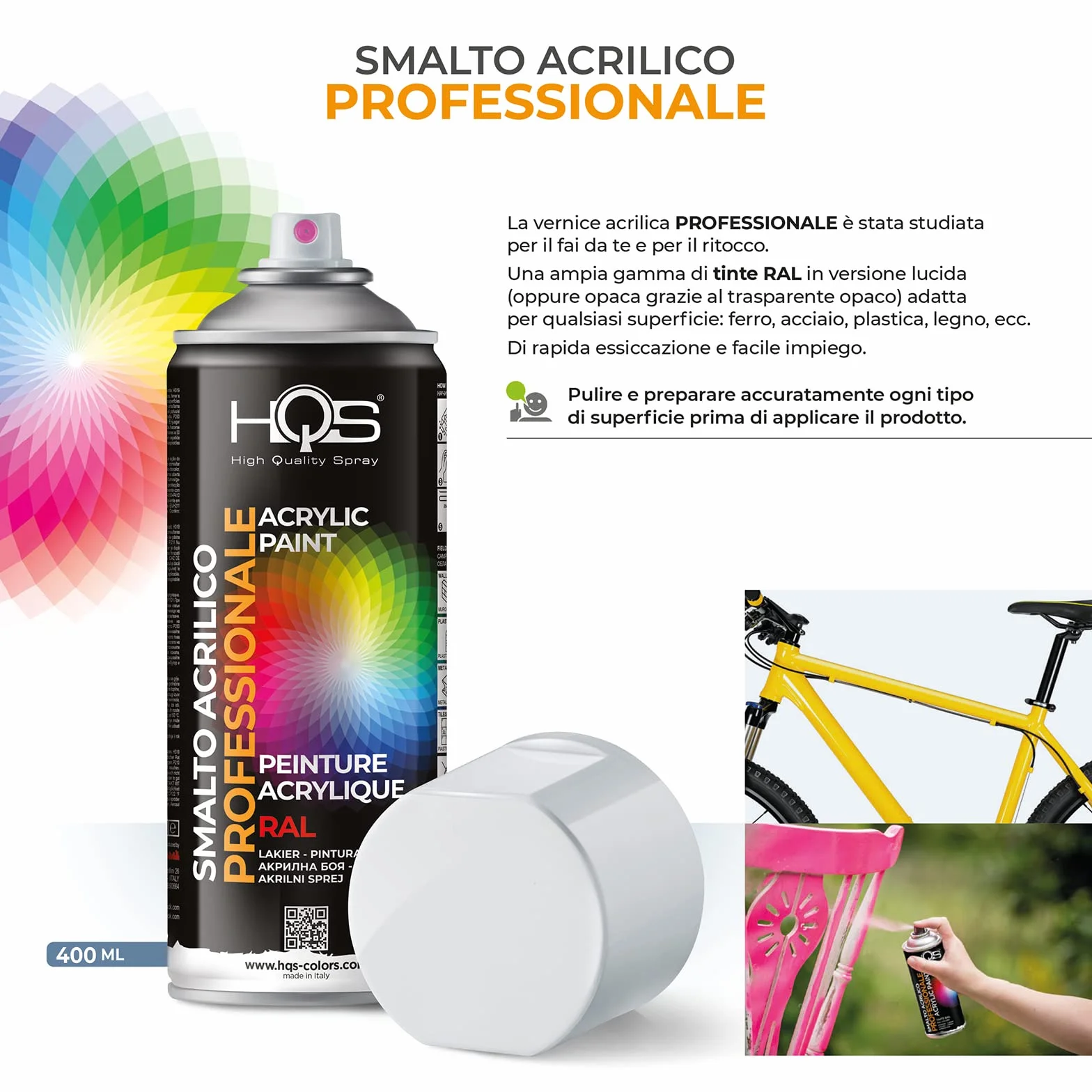 HQS Bomboletta Vernice Spray Acrilica Ral 9005 Nero Opaco