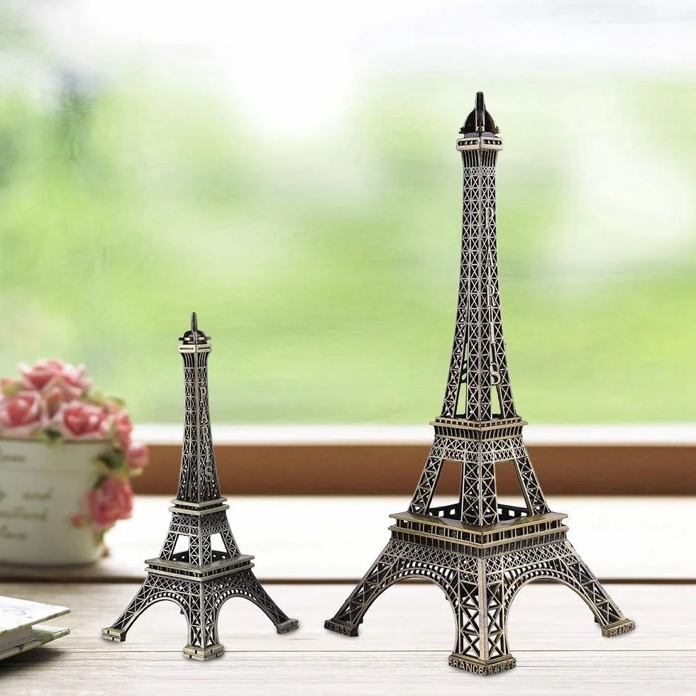 Cyrank Torre Eiffel Statua in Metallo Lega di Zinco Statuetta da Collezione Replica Francese Per Tavolo 15CM