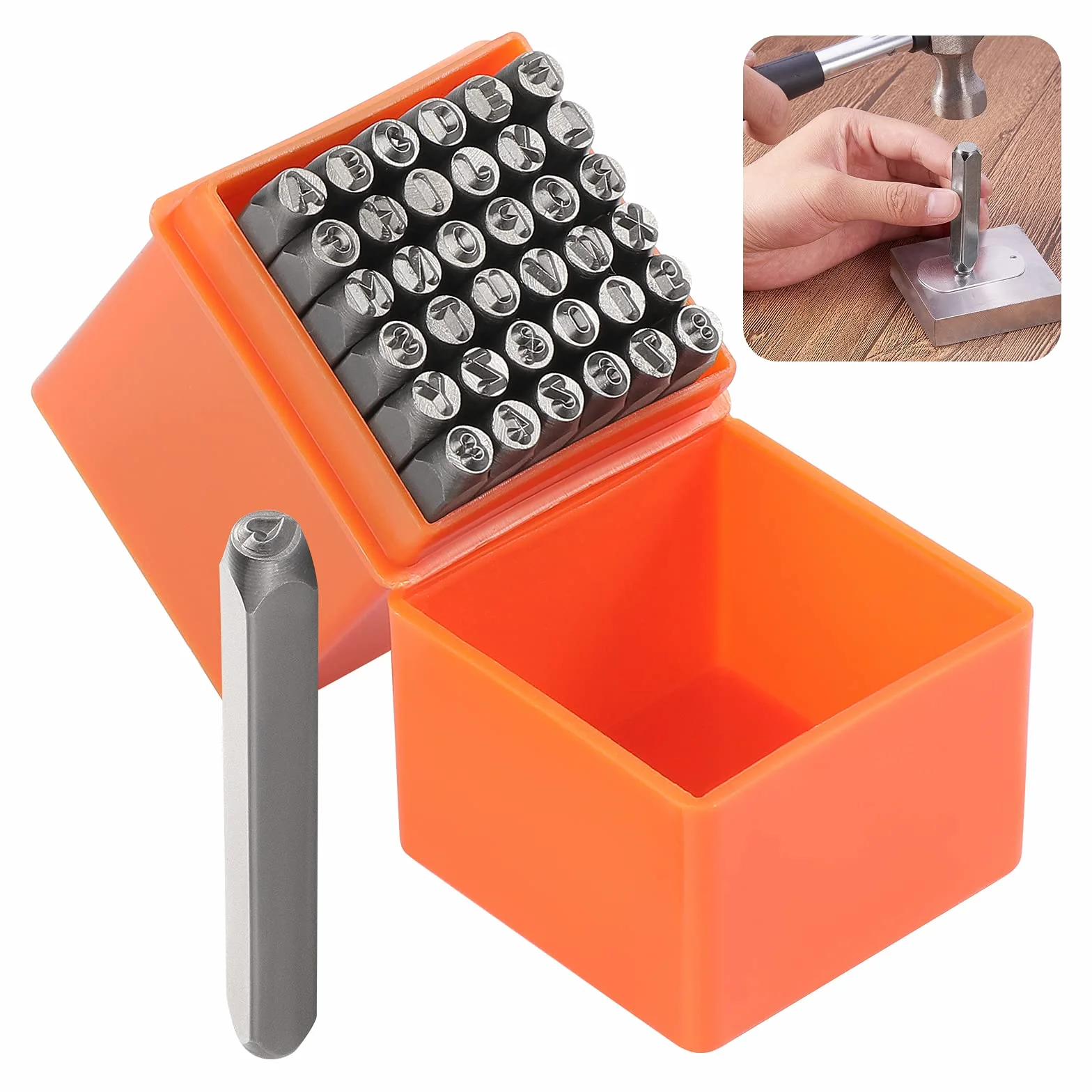 37pcs Punzoni Lettere e Uumeri in Metallo 3mm Timbri Alfabeto Timbri Lettere A-Z e Numero 0-9 Timbri Set per Metallo Legno Pelle Plastica