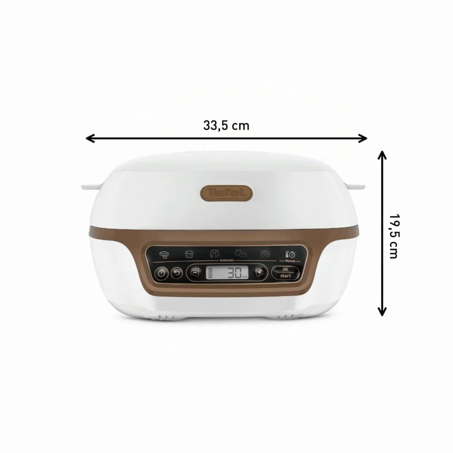 Tefal Macchina per torte, 5 programmi automatici per la regolazione, 1 modalità manuale, 3 stampi flessibili, 1 grande stampo in acciaio rivestito, compatibile con stampi Crispybake, Cake Factory+