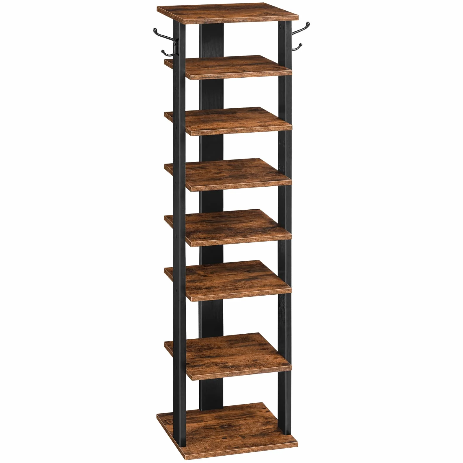 HOOBRO Scarpiera a 8 Livelli, Scaffale Portascarpe Stretta con 2 Ganci, Scaffale Portaoggetti, Stabile, fino a 8-10 paia, per Ingresso, Soggiorno, Camera da Letto EBF07XJ01G1