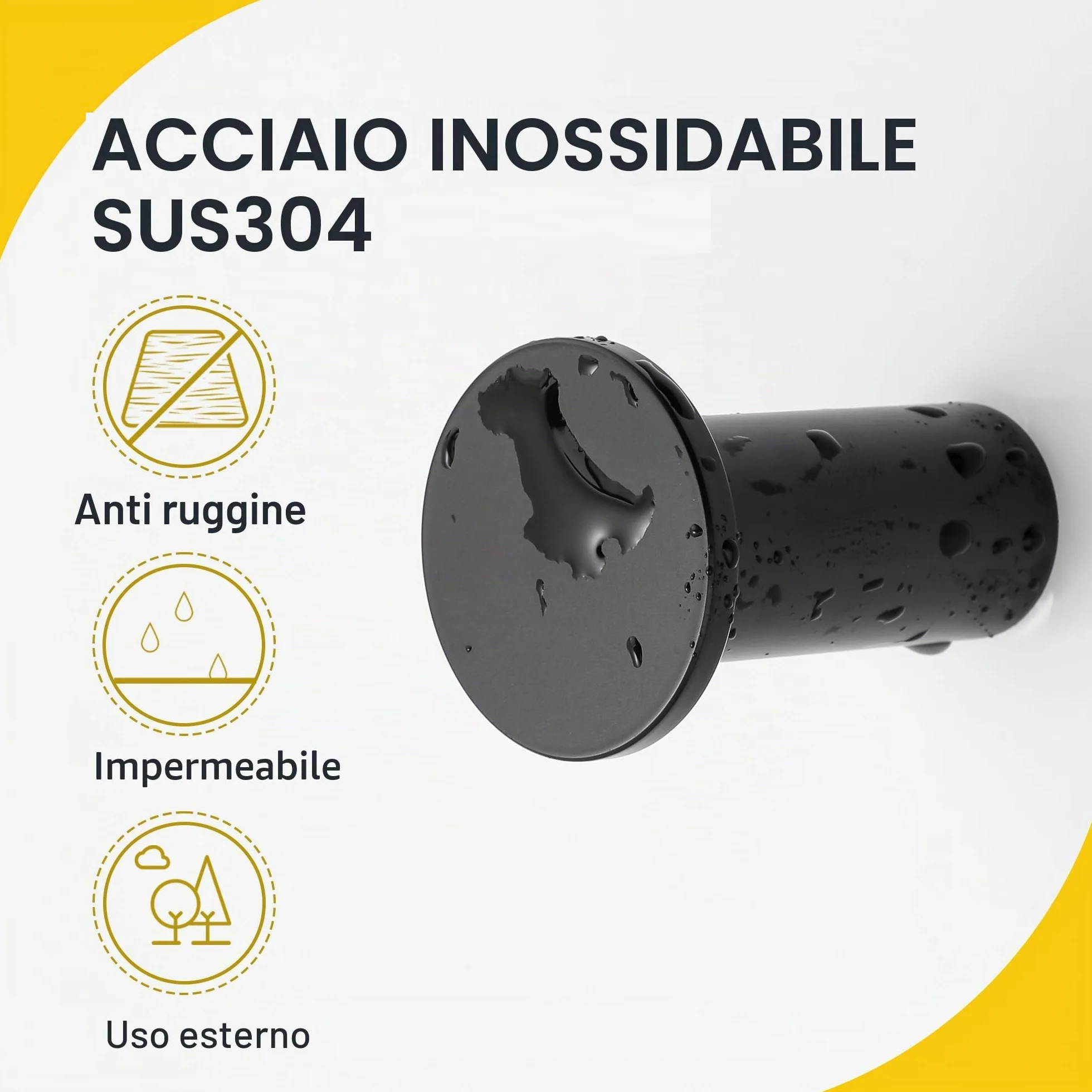 SAYAYO Ganci Accappatoio Bagno Nero Acciaio Inox 2 Pezzi 45 mm