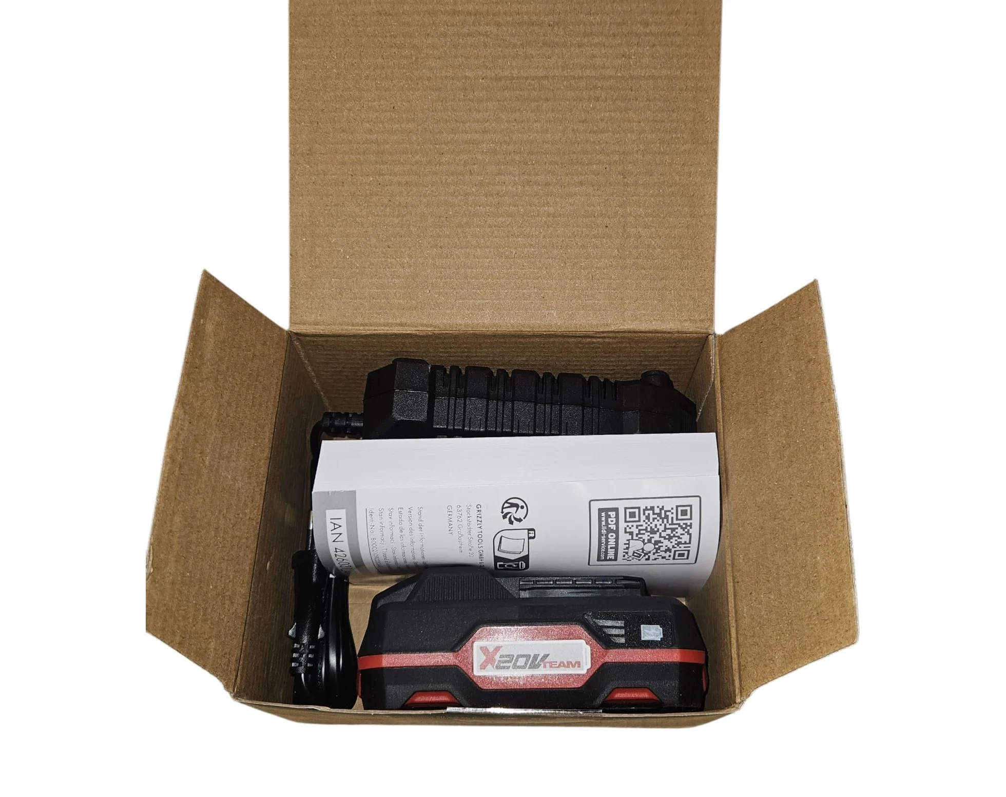 Parkside Batteria agli ioni di litio da 20 V, 2 Ah (PAP 20 B1) e caricatore da 60 min (PLG 20 C1) 65 W - 2,4 A - Bilanciamento delle celle per un'autonomia e una durata prolungate