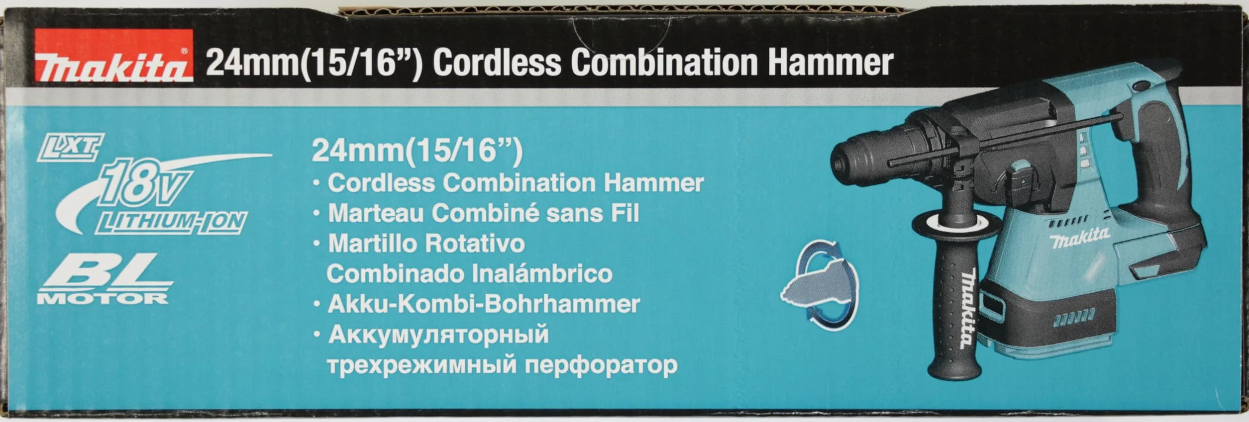 Makita DHR243Z DHR243Z-Martillo ligero 18V SDS-Plus Litio-Ion 24 mm BL (portabrocas) Solo Maquina sin cargador Ni bateria, 1 V, Nero, Large