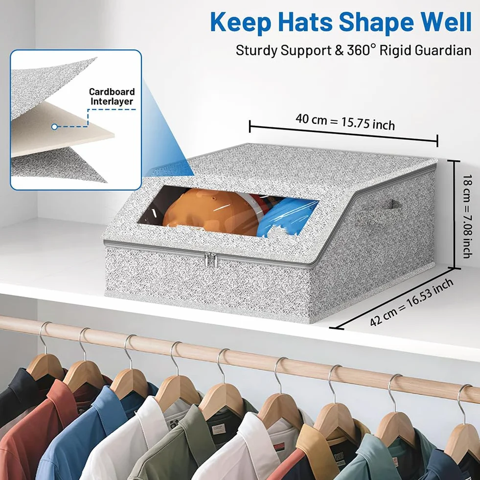 Scatole impilabili per cappelli da baseball, possono contenere fino a 24 berretti, con coperchi e maniglie per il trasporto, antipolvere, trasparenti, robuste organizer per armadio (1 pezzo)