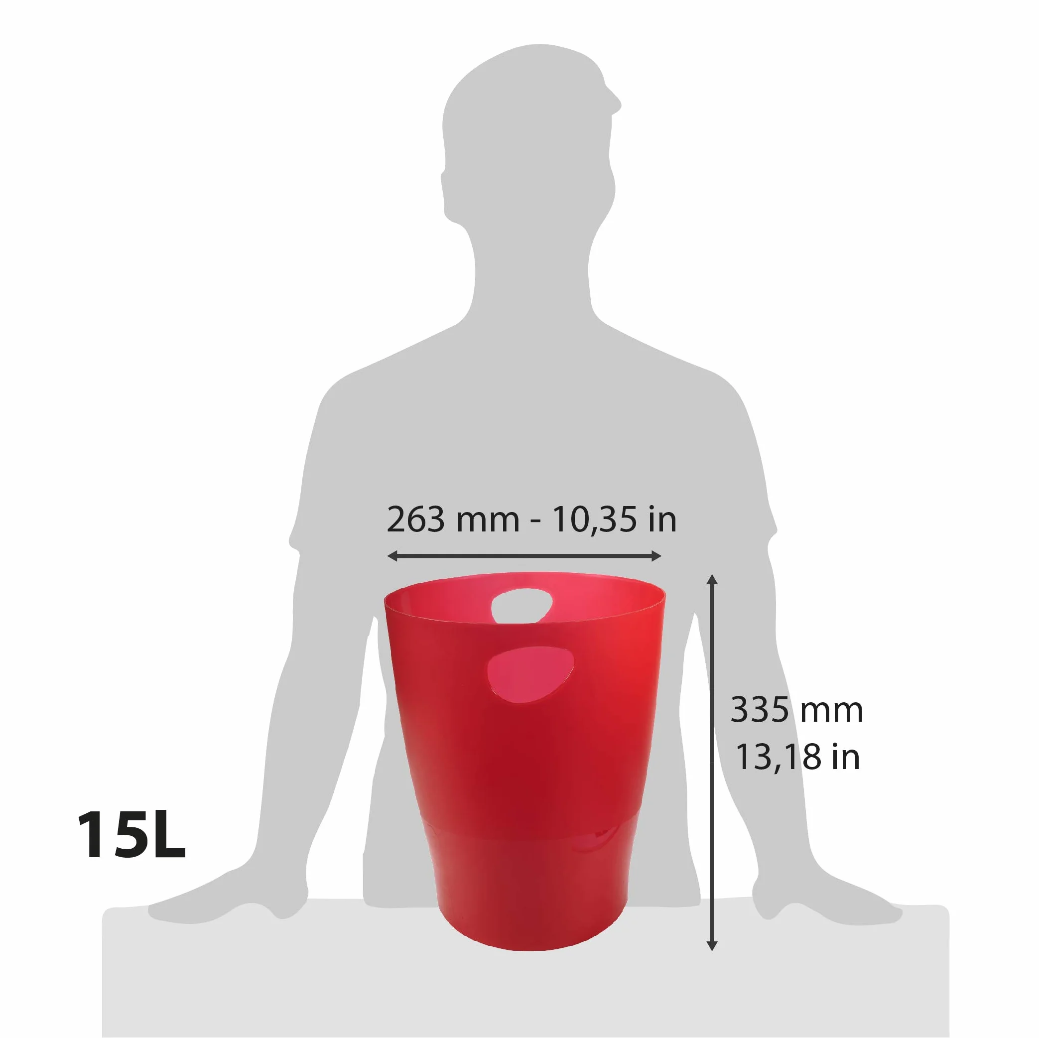 Exacompta cestino gettacarta ECOBIN 15 litri 26,5x26,5x33,5 cm rosso cremisi traslucido