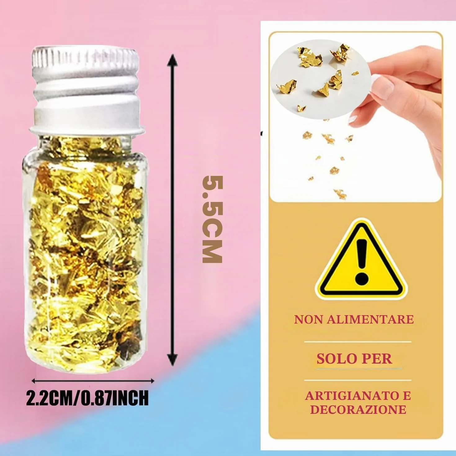 SovZovy 2 Bottiglie Schegge di Foglia d'Oro Decorazione Multifunzionale per Torte e Cucina