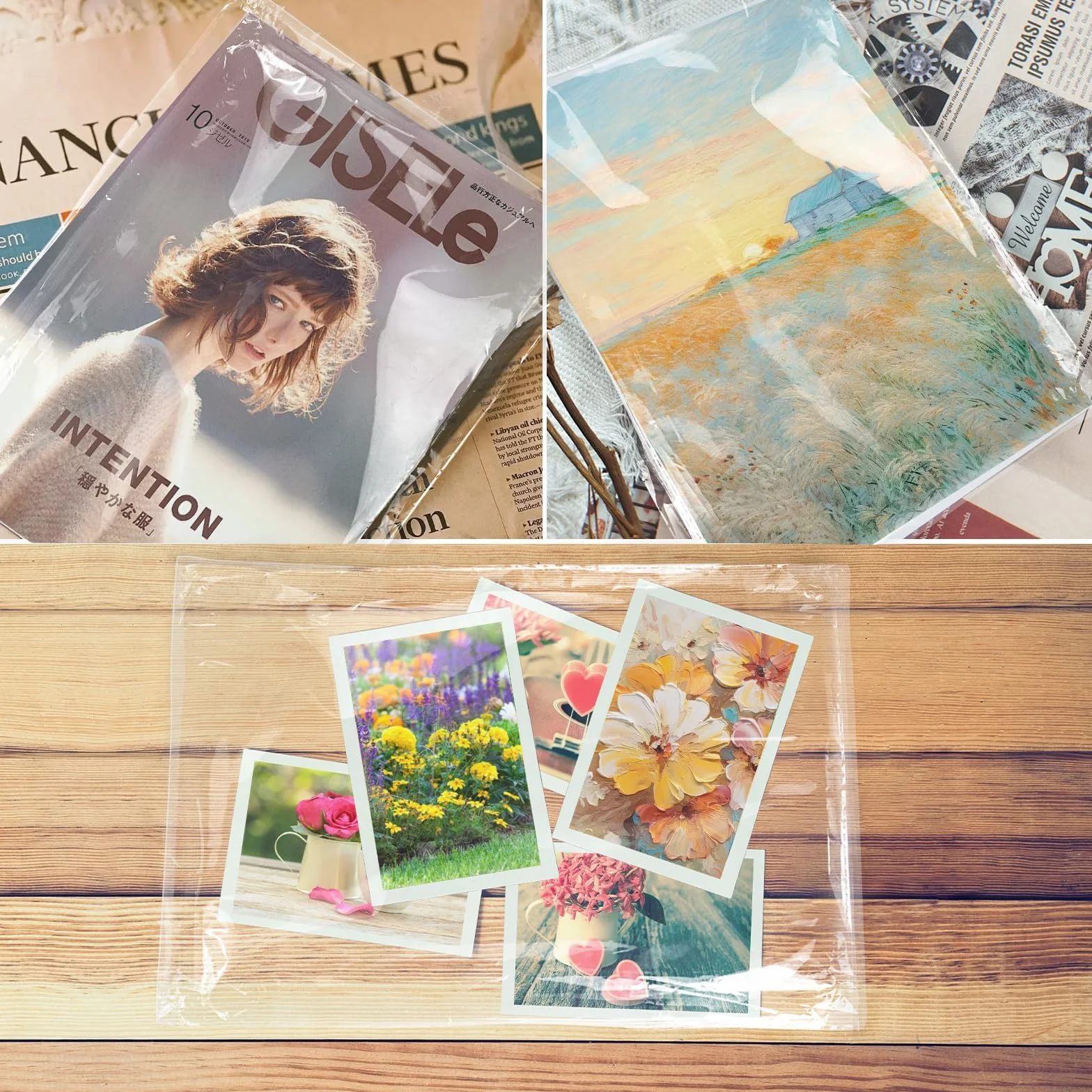 JIANTA 100 Pezzi A3 Cellophane Bags, Autosigillanti Trasparente Cellophane Sacchetti per Opere d'Arte/Foto/Cartoline/Stampe, Sacchetti per Imballaggio, Borse da Esposizione, 31cm x 46cm
