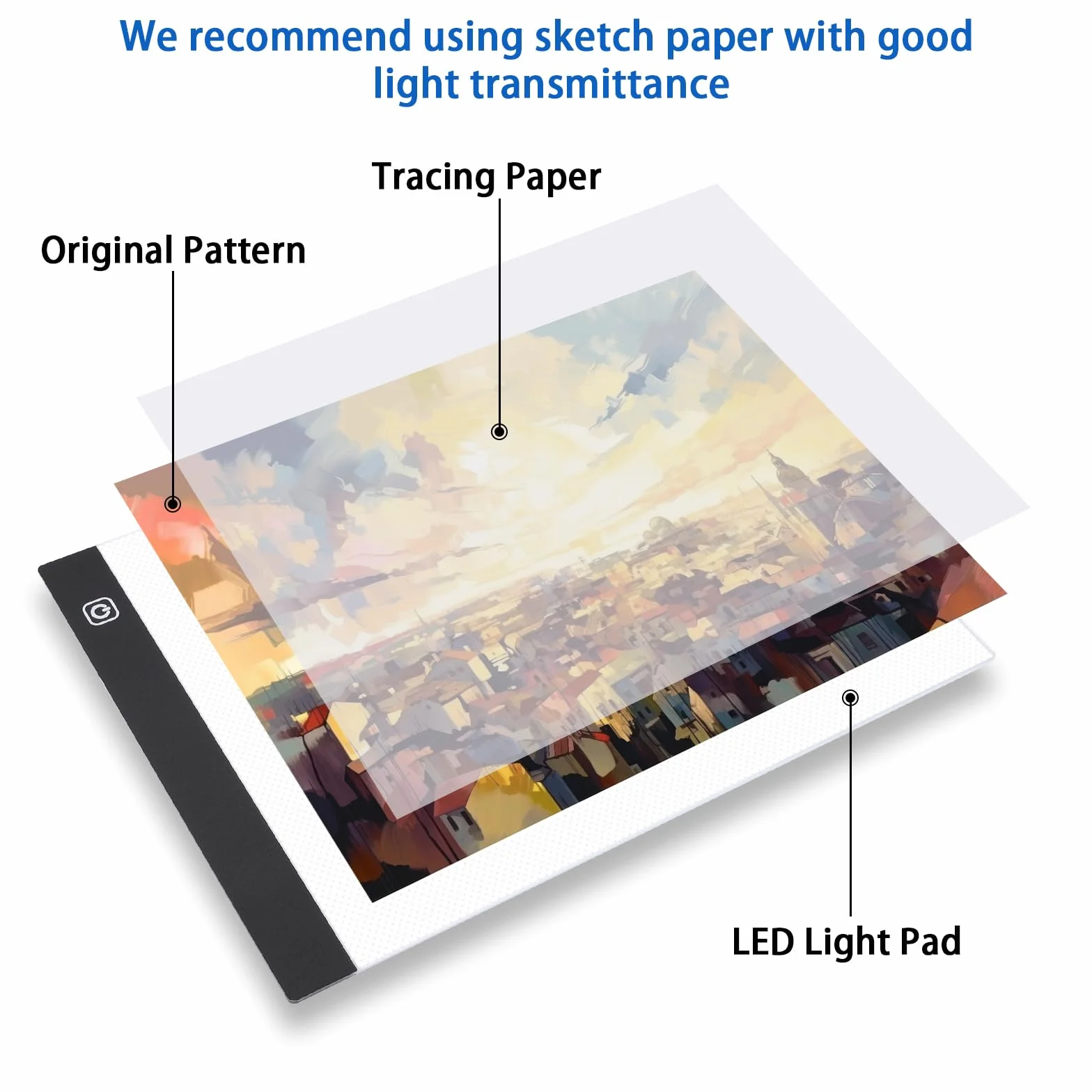 Coolzon A4 Tavoletta Luminosa, Lavagna Luminosa A4 LED Light Pad con Luminosità Regolabile, LED Tavoletta Luminosa,Ultra Sottile per Animazione, Schizzi, Progettazione, Disegno, Pittura a Diamante 5D