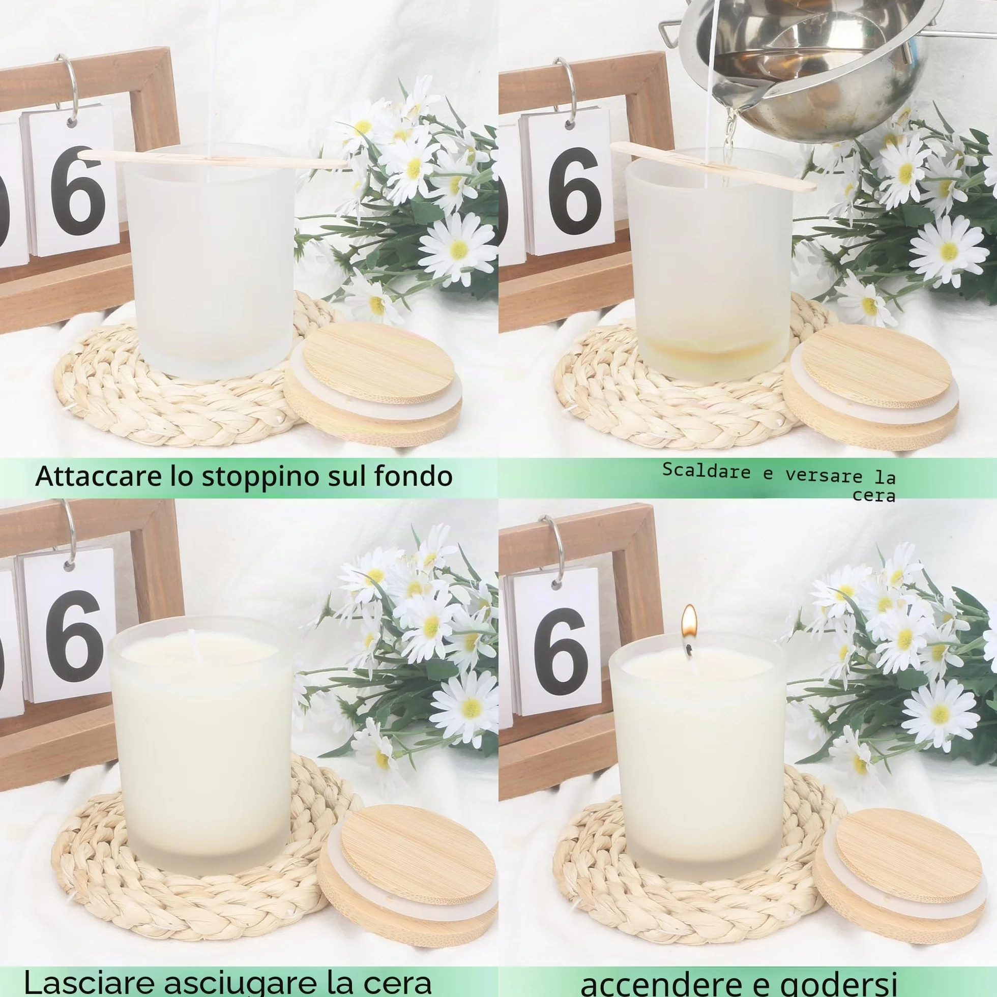 MILIVIXAY Confezione da 20 barattoli per candele in vetro spesso smerigliato da 200 ml, con coperchio, per realizzare candele, contenitori per spezie e polvere.