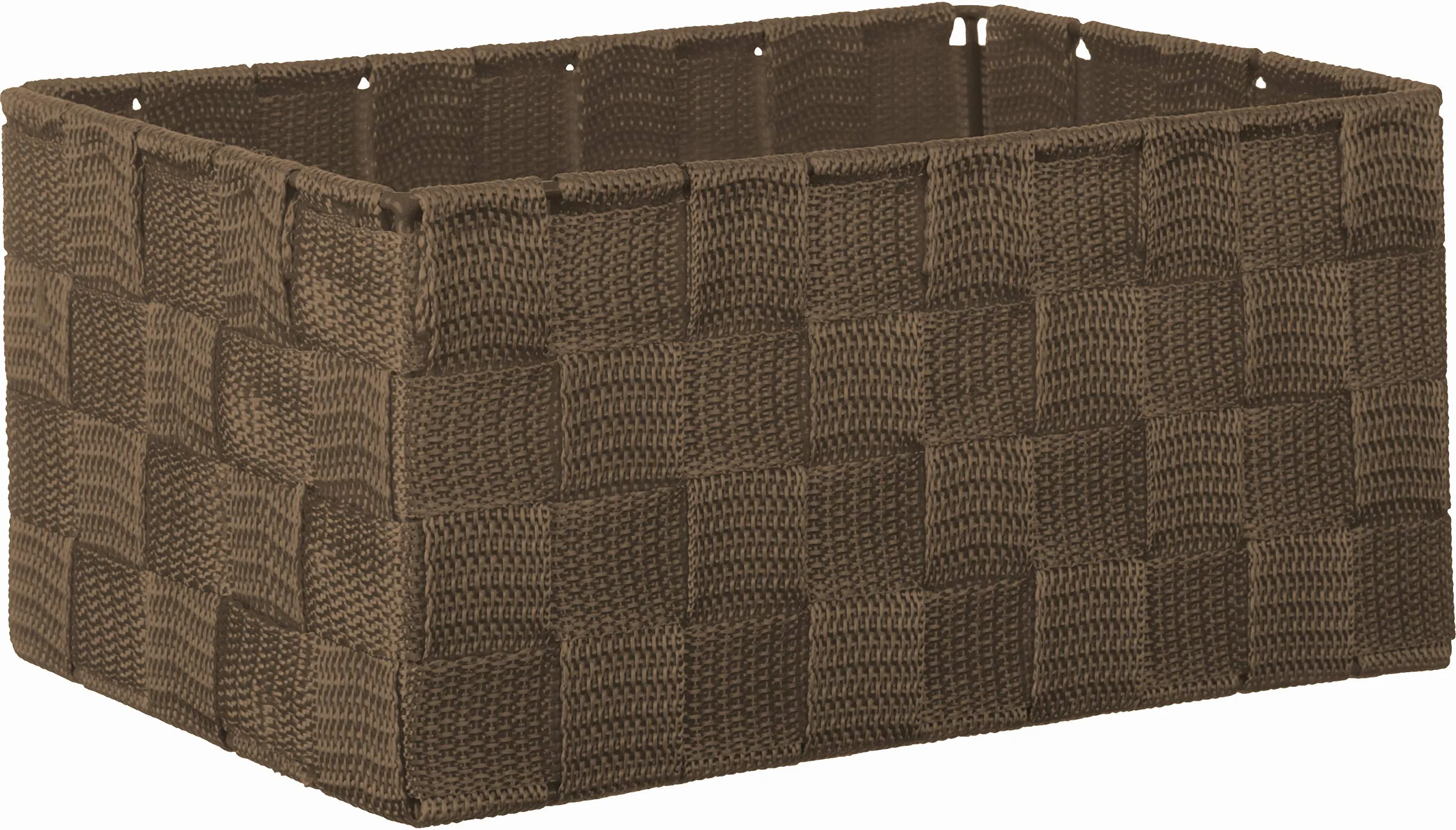 Set di 3 Scatole Portaoggetti Rettangolari Effetto Rattan 22x15x11 cm Marrone