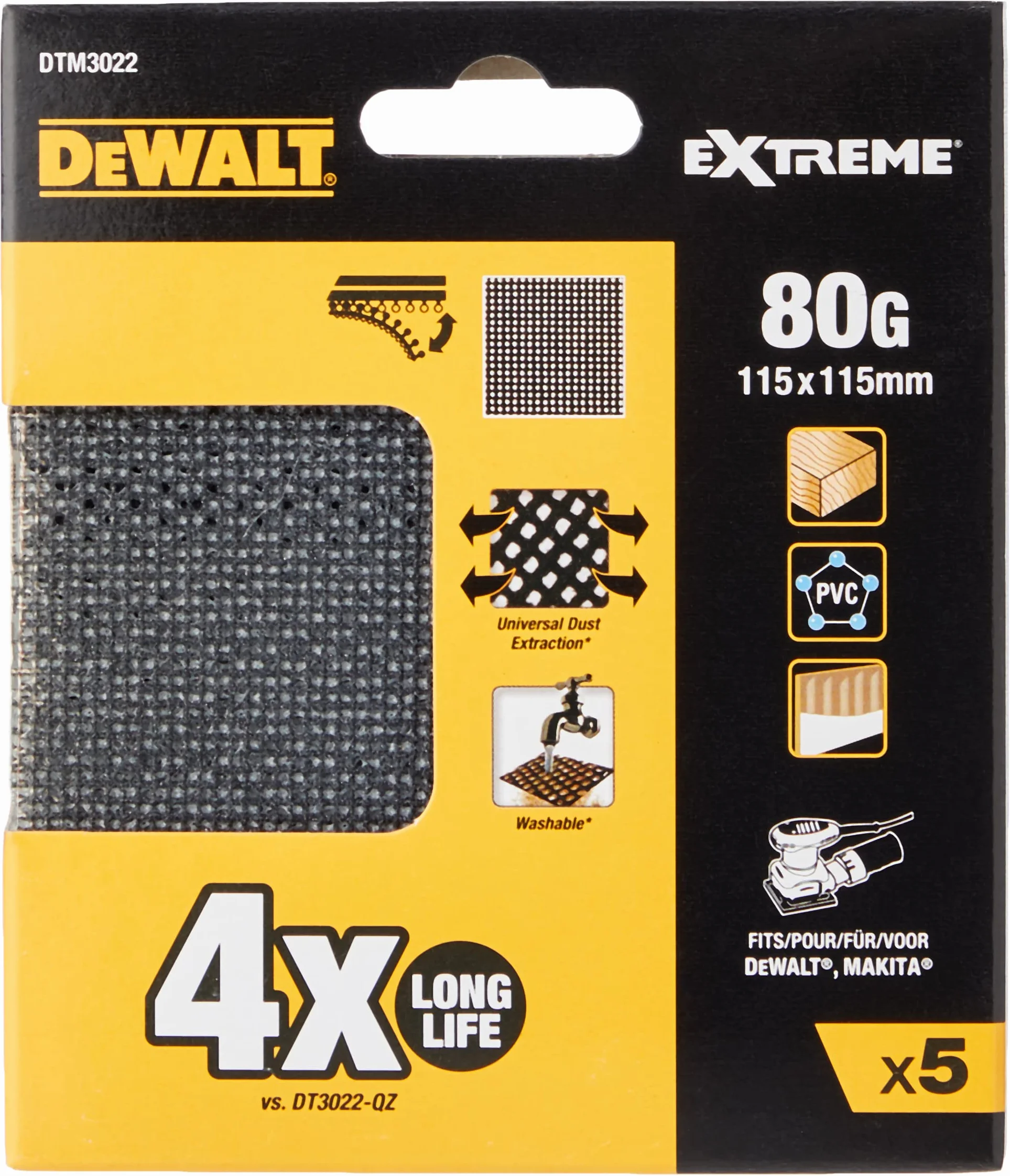 DeWalt DTM3022 Hoja de Lija de Malla 80G 115x115mm