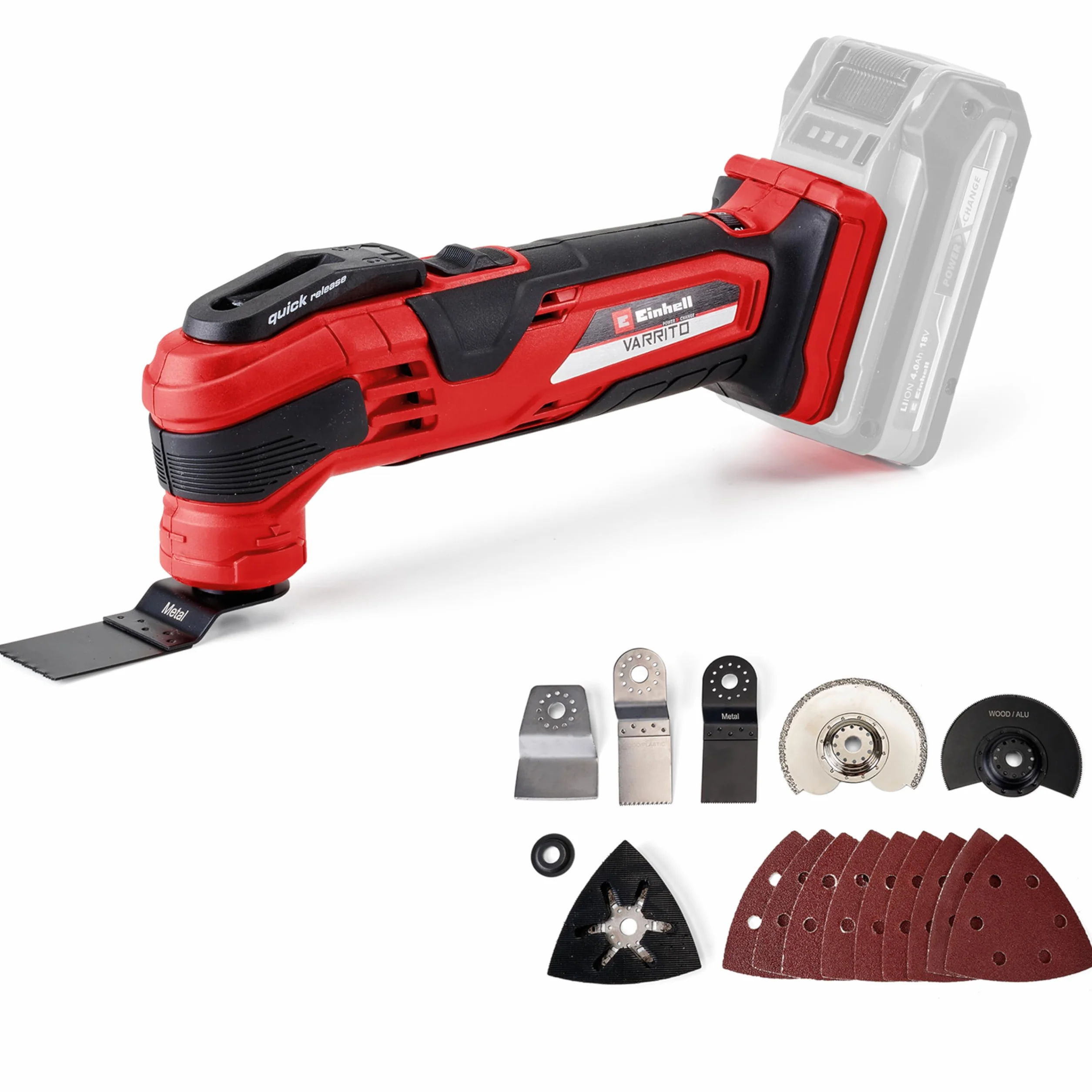 Einhell Utensile Multifunzionale a Batteria Varrito Nero Rosso
