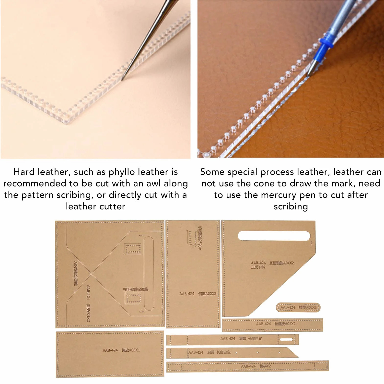 Modello in Acrilico per Borsa a Tracolla, Modello in Pelle Trasparente, Set di Borse da Taglio Preciso, Creazione di Stencil per Artigianato in Pelle Fai da Te