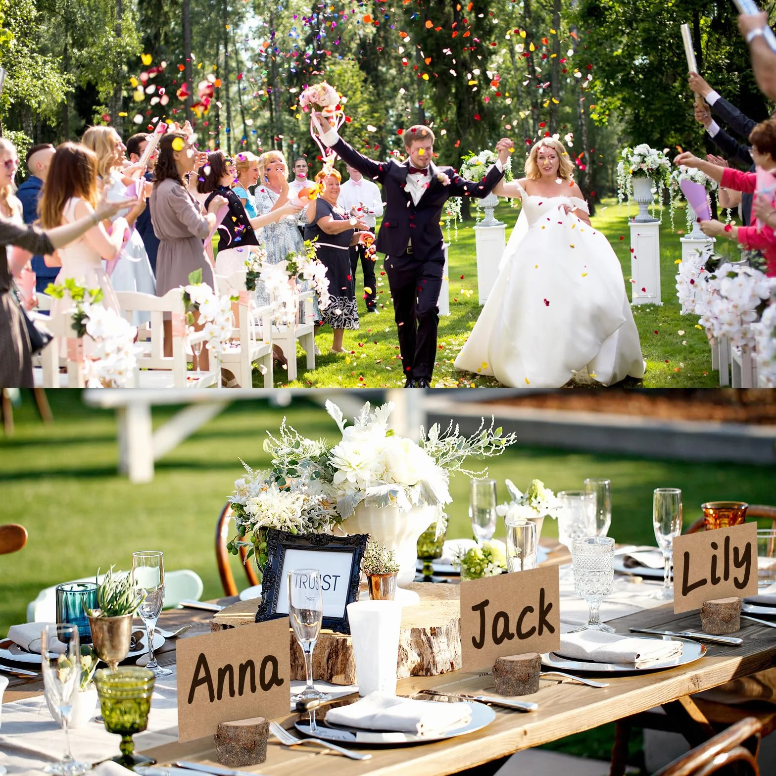 Portacarte in Legno 40 Pezzi Segnaposto con Cartone per Matrimonio Ristorante Festa