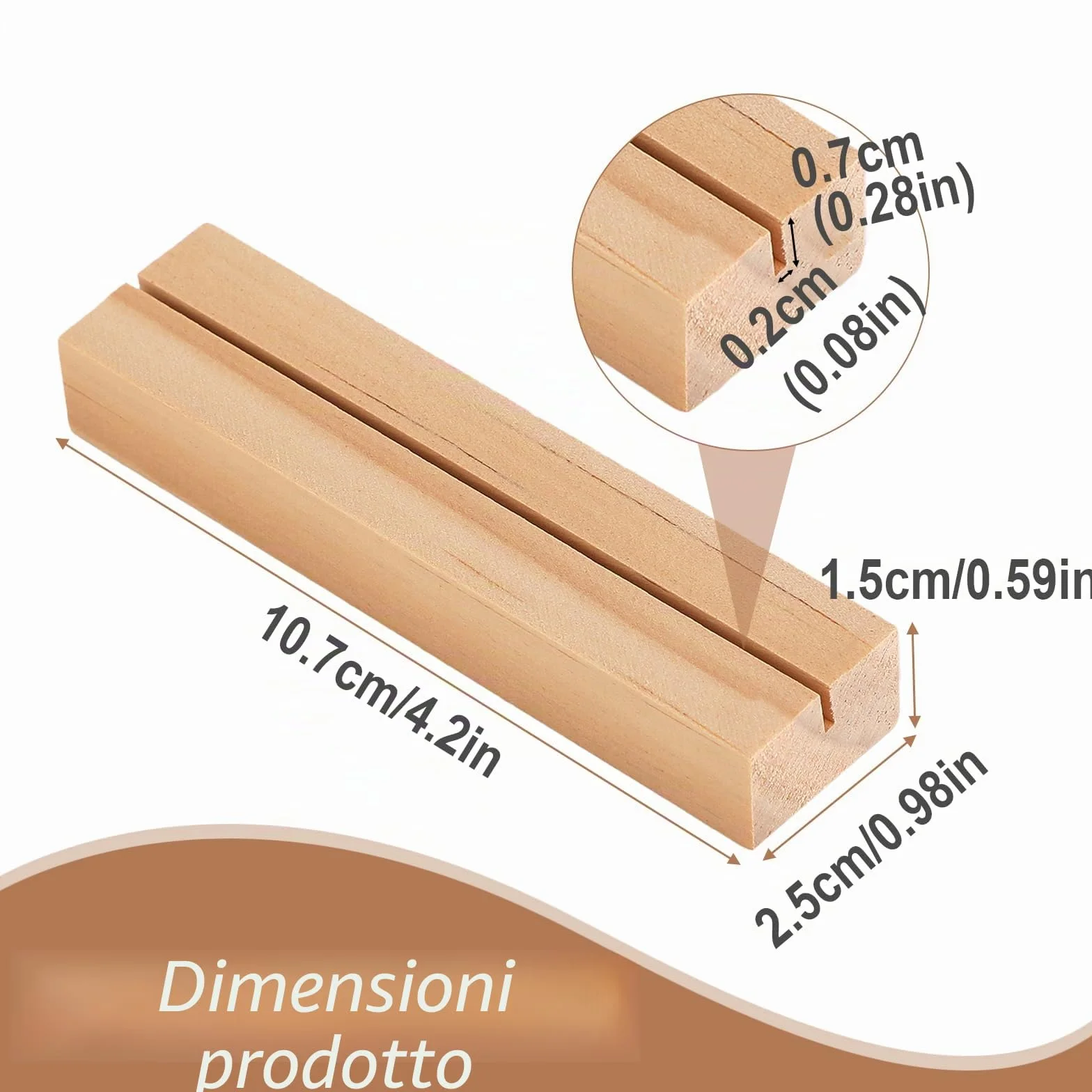 10 Portacarte in Legno - Porta Menu da Tavolo, in Faggio, 105×25×15 mm, come Portacarte, Portamenu, Portacartoline, per Matrimoni, Feste, Ristoranti ecc