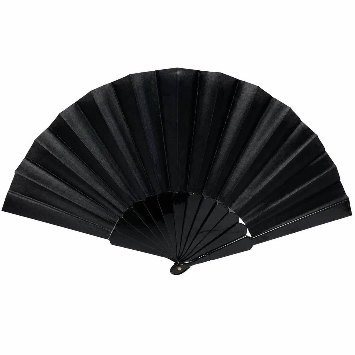 Ventaglio Pieghevole da Borsetta Nero Plastica | 23 cm Chiuso, 42 cm Aperto, Poliestere, Ideale per Matrimoni ed Eventi Estivi