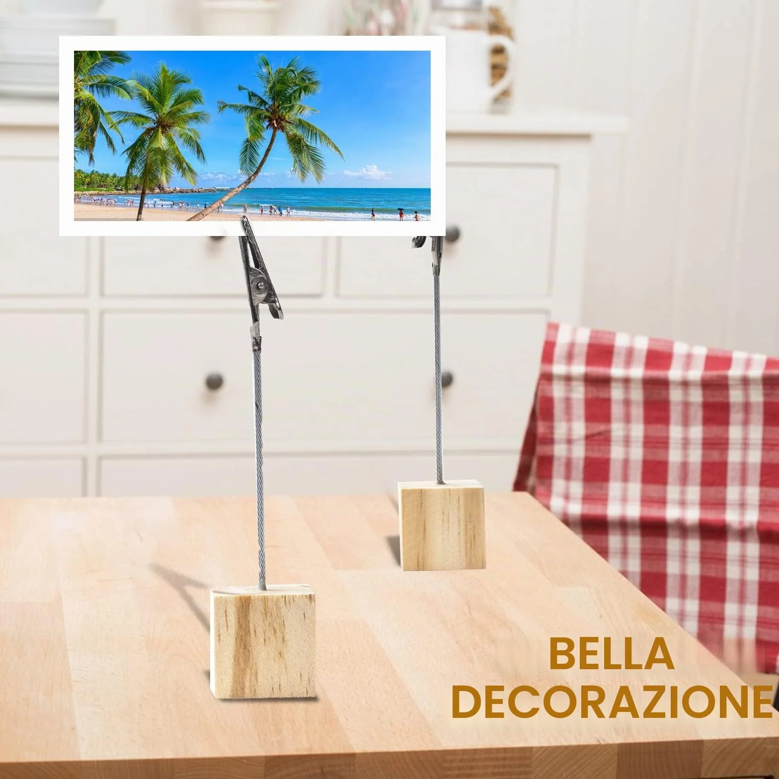 20 Pezzi Portafoto con Mollette Clip Portafoto Porta Memo Porta Segnaposto Clip e Base in Pino Per Feste Negozio di Ristoranti Cartellino Prezzi Numero di Tavolo