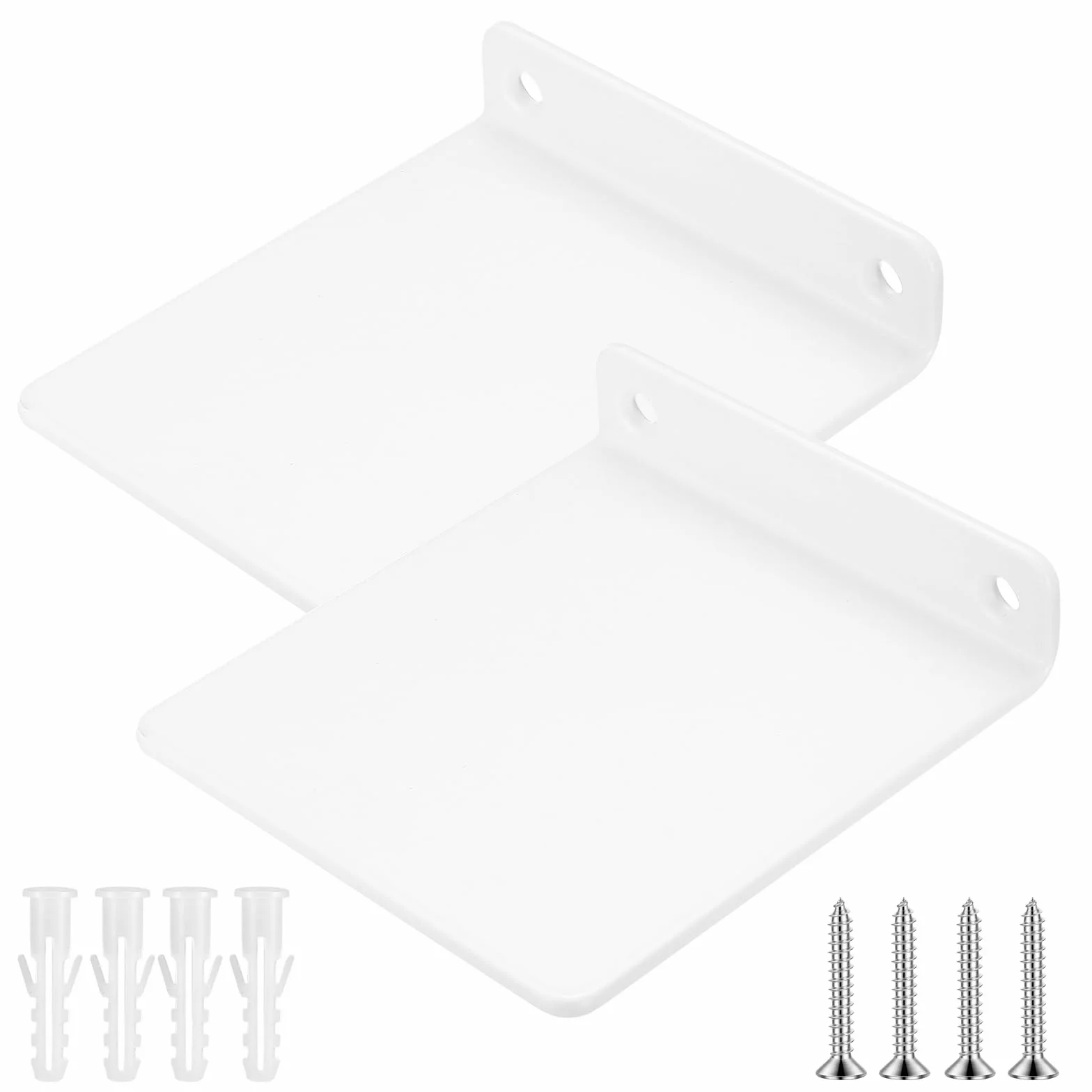 2 Pz Mensole da Muro Bianche, Mensole da Parete, Mensola da Parete Piccola, Mensola a Muro Invisibili Metallo, Scaffale Libreria Bianche Galleggianti per Camera Letto Cucina Bagno, 11x10x2,3 cm