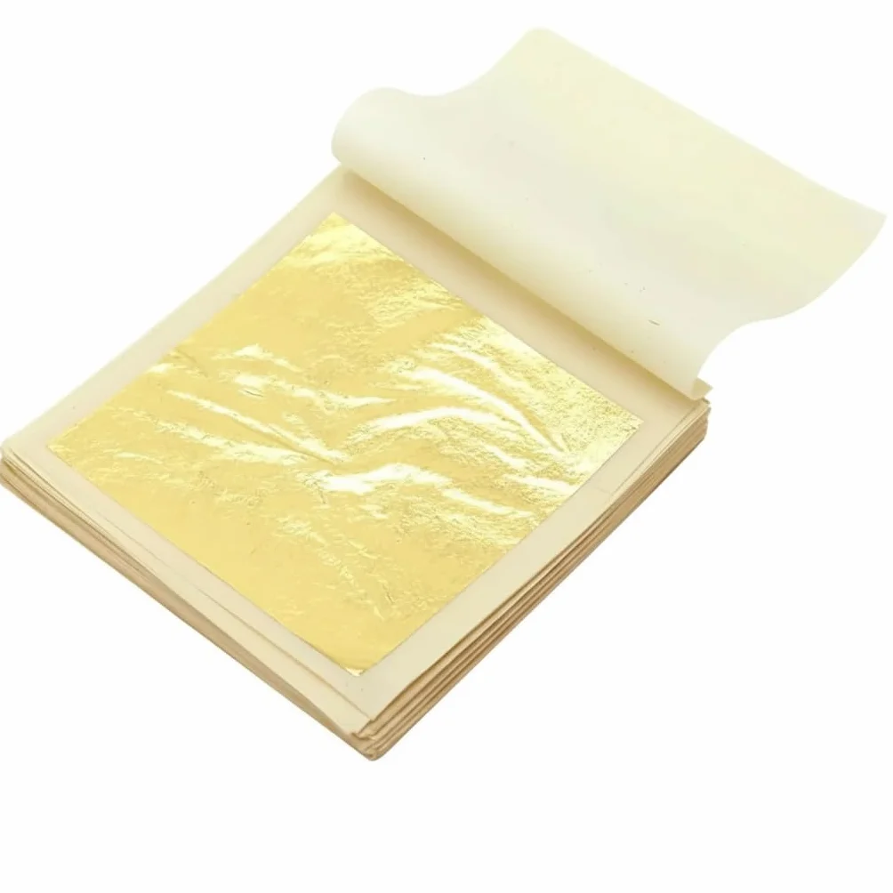 Foglia d'oro commestibile 24 carati, decorazione per torte, foglie d'oro commestibili, per fai da te, cioccolato, maschere facciali, nail art, torte, finte carta d'oro, set da 30 fogli