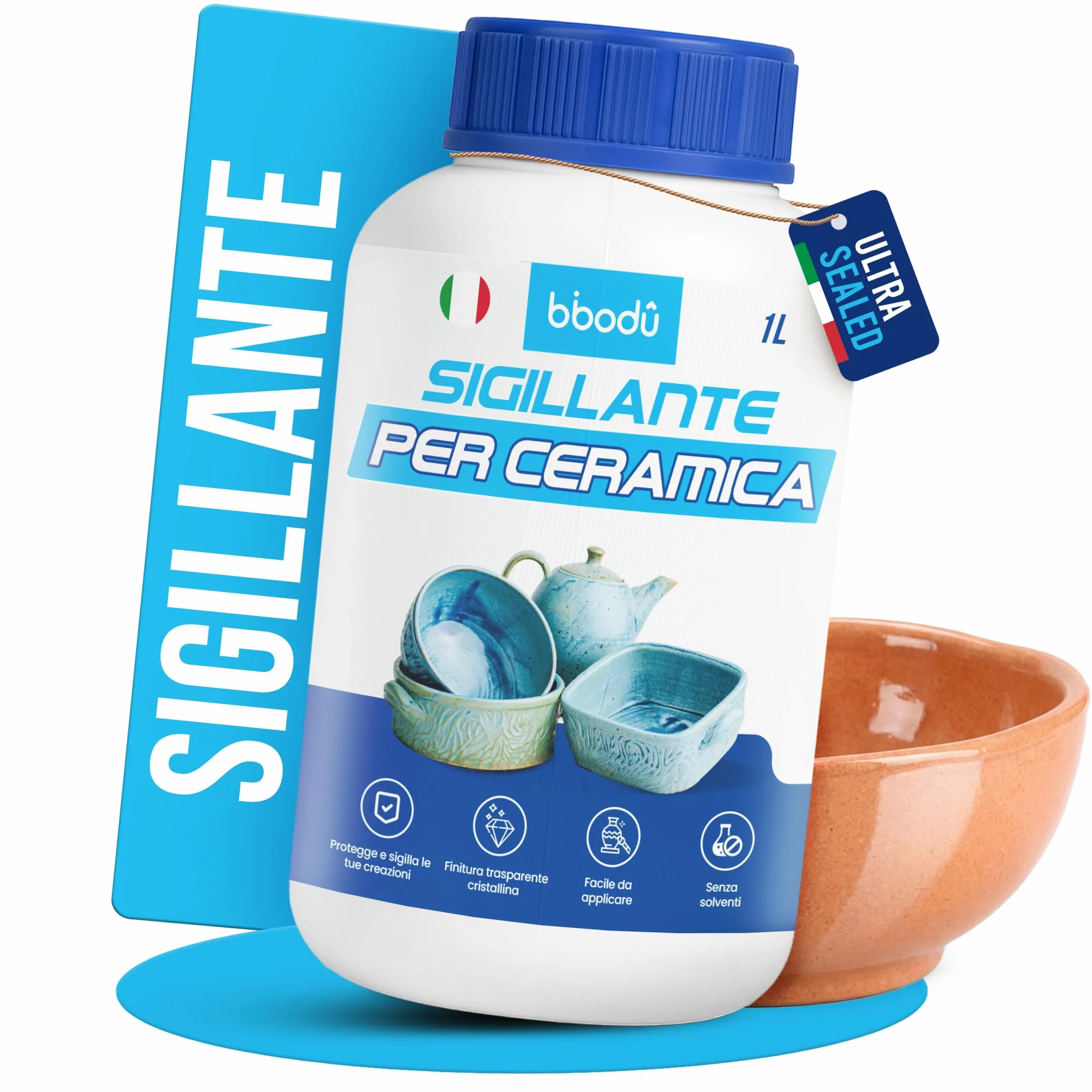 Sigillante per Ceramica 1L | Impermeabilizza Argilla, Gesso e Terracotta | Sigillante Impermeabile per Argilla Senza Solventi