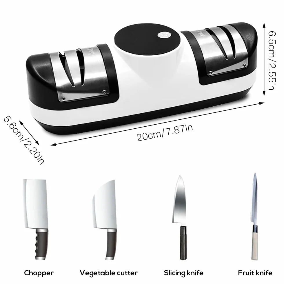 Affilacoltelli Elettrico, 5 in 1 Mola Affilacoltelli Elettrico Professionale, Affilatrice Coltelli Elettrica 3 Impostazioni di Velocità, Adatto per Coltelli a Doppio Taglio e Seghettati