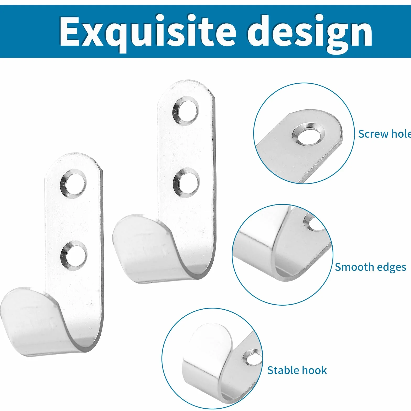 Set di ganci multifunzionali da 25 pezzi in acciaio inox, Gancis per Accappatoio, Appendiabiti A Parete, gancis da parete per avvitare, ganci di fissaggio per teloni, piccoli gancis
