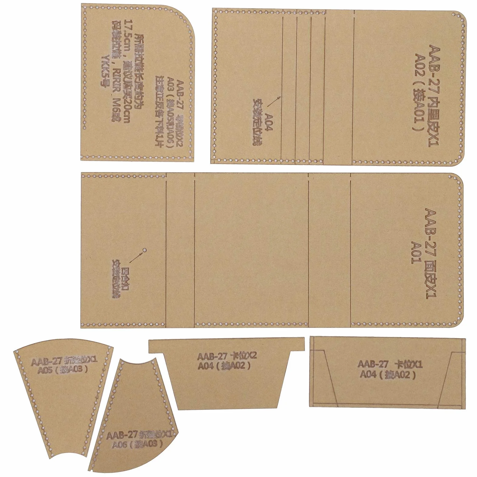 Modello Acrilico per Portafoglio Corto, Strumenti per Stampi Trasparenti con Carta Kraft