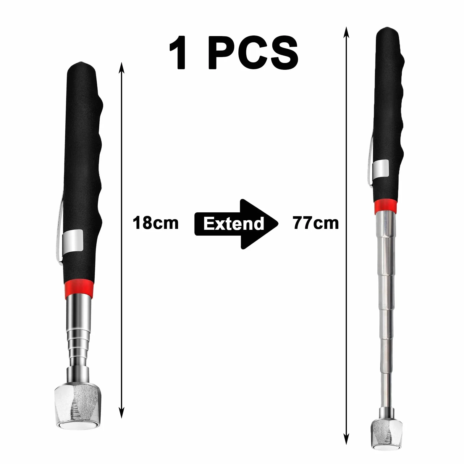 1pezzi Strumento Magnetico per Pickup,Asta Telescopica Magnetica Portatile, Estensibile 19-78.5cm, per recupero di Piccole Pezzi,Oggetti Metallici(16 lb)