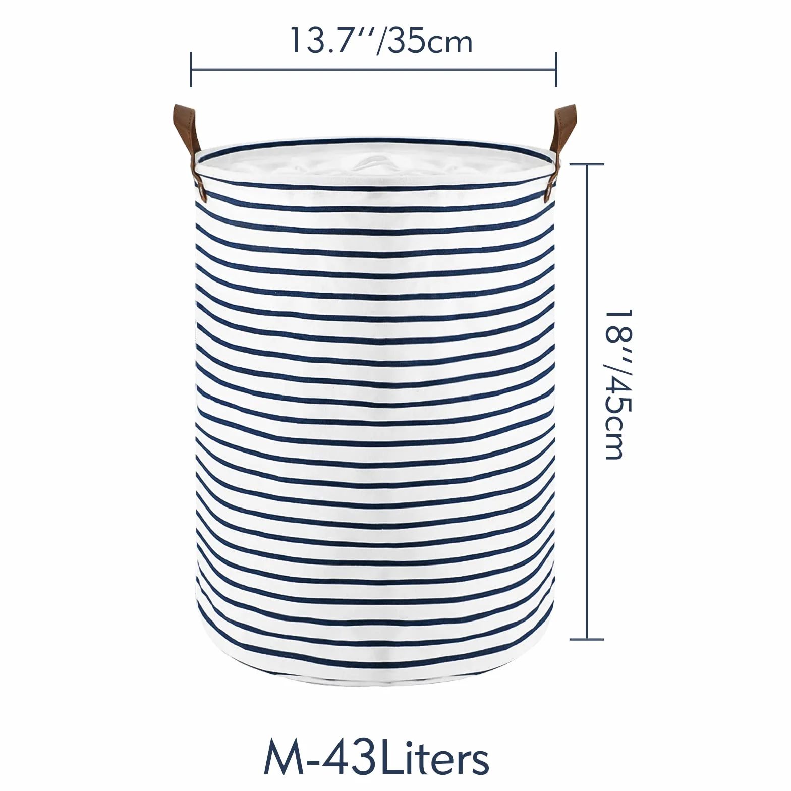 DOKEHOM 18-Inches Raggruppabili Round Stoccaggio Paniere, Cotone (Strisce Blu, M)