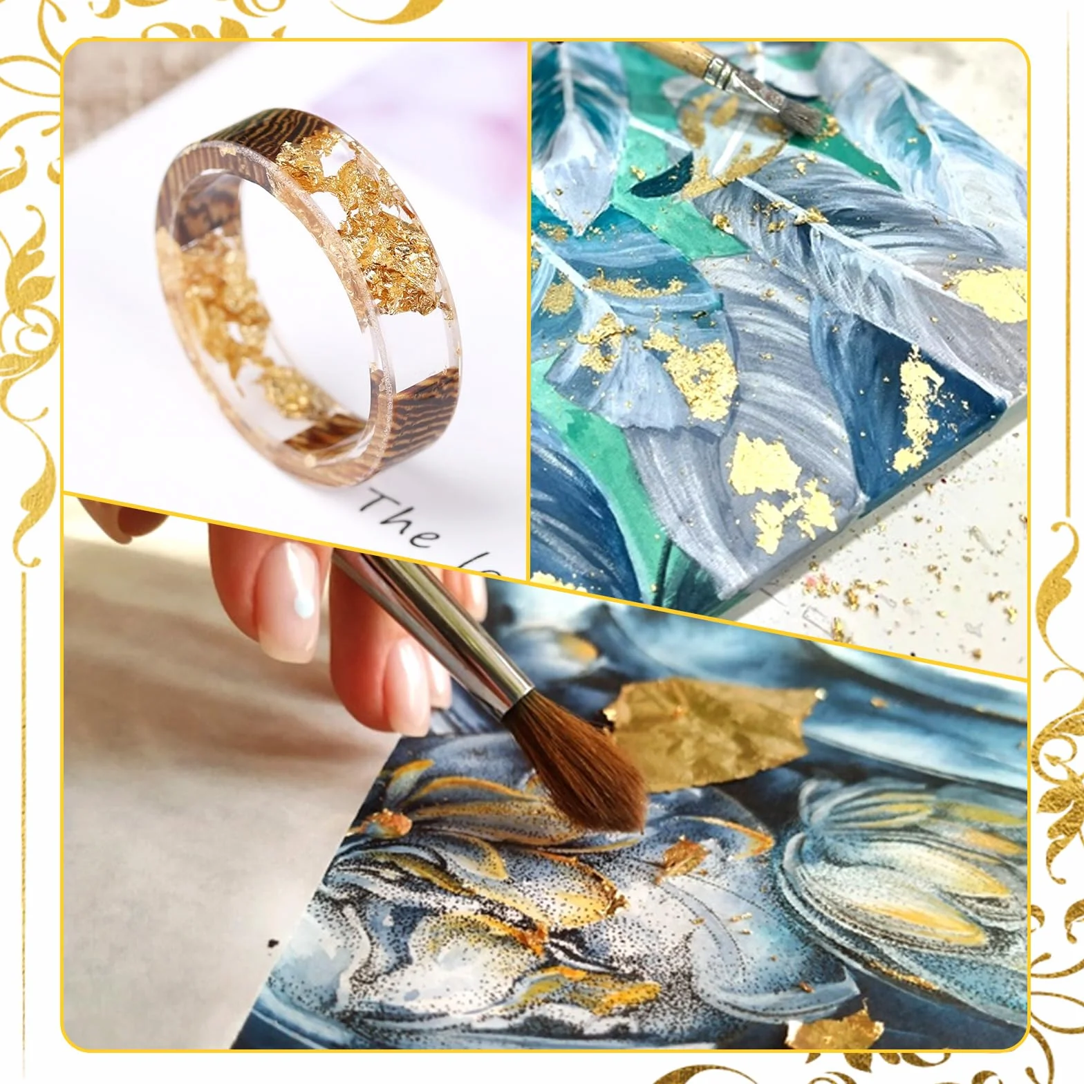 UKOFEW Fogli di Foglia Oro,100 Pezzi Foglia D'oro Imitazione,Lamina D'oro per Doratura,8cm x 8,5cm,Ideali per Doratura, Artigianato, Progetti Artistici e Decorazioni