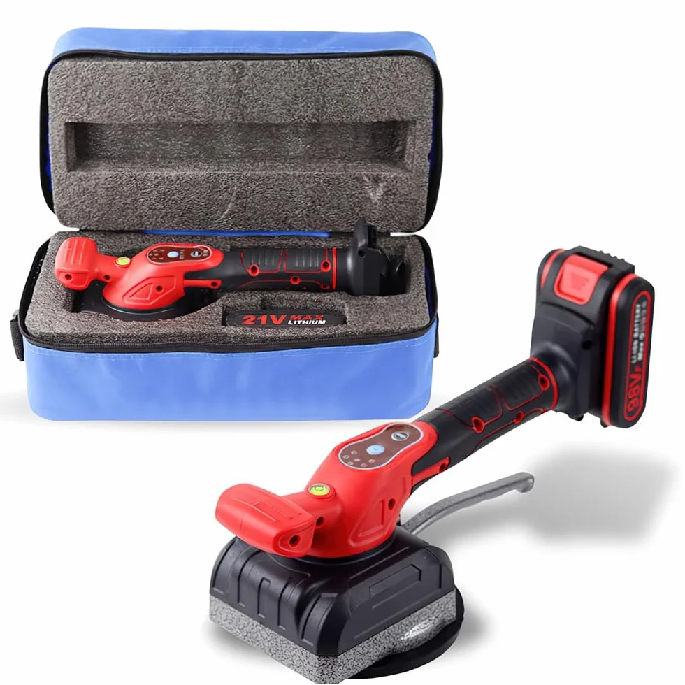 Dispositivo di vibrazione per piastrelle, per batteria Vickers, 18 V, vibratore per piastrelle, 200 kg, con ventosa da 125 mm, per piastrelle (2 batterie)