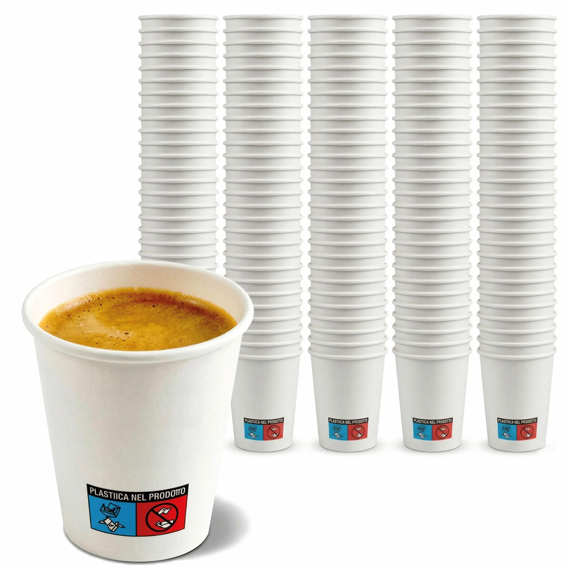 Bicchierini Caffe Carta 75 ml 200 Pezzi Usa e Getta Resistenti Riciclabili