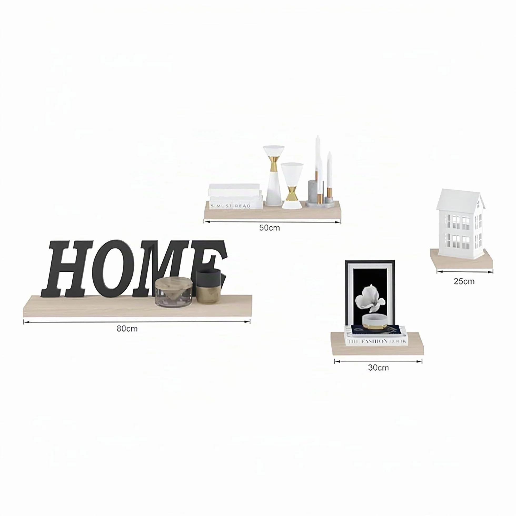 EUGAD Mensola a Muro, Scaffale a Parete in Legno MDF, 50cm, Rovere dorato, Mensola Multiuso a Scomparsa Decorazione per Soggiorno, Camera da Letto, Salotto