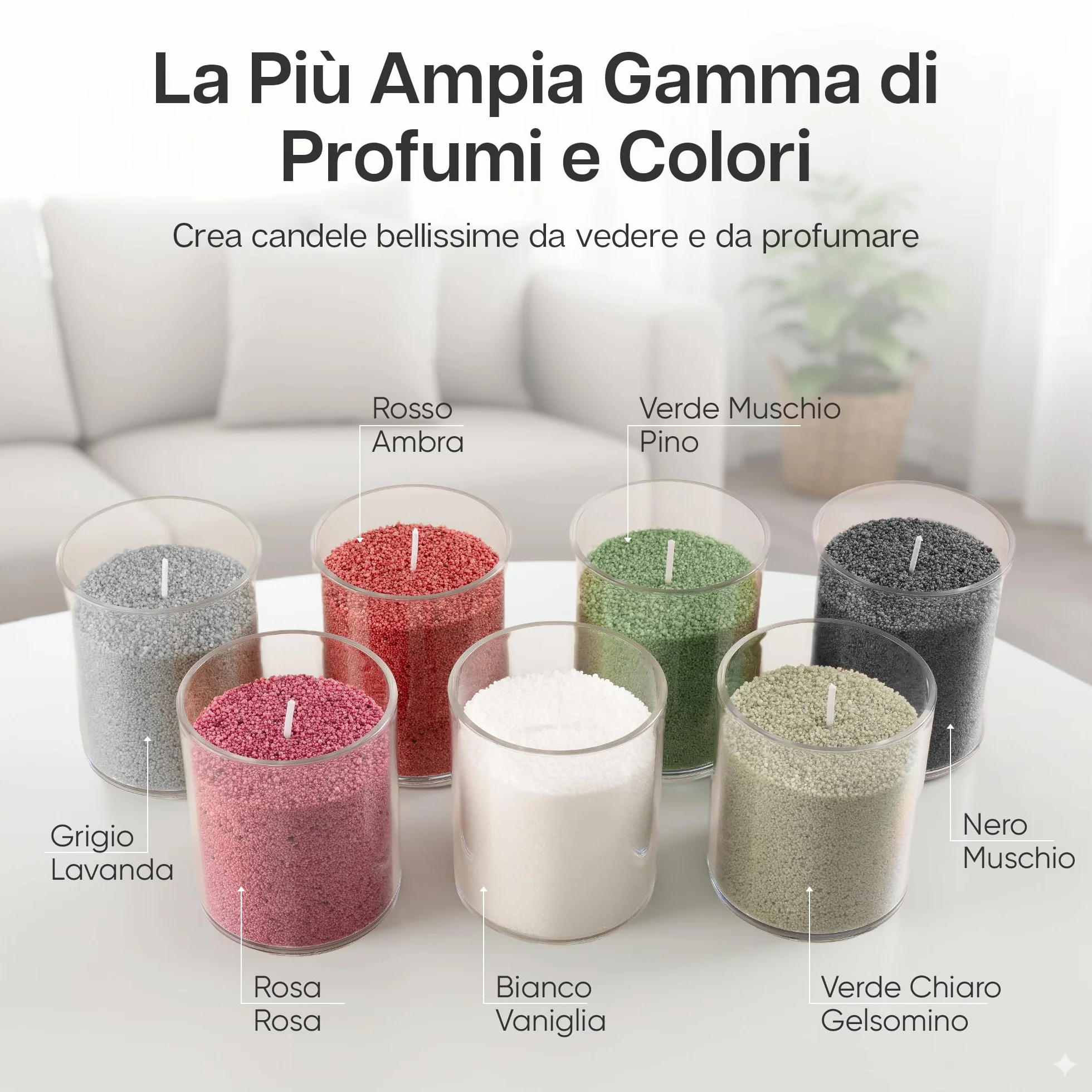 comforder Sabbia per candela con profumo e stoppino, aroma, granulato di cera per candele, set fai da te, 400 g, granuli, 4 stoppini per candele (marrone rosso, ambra)