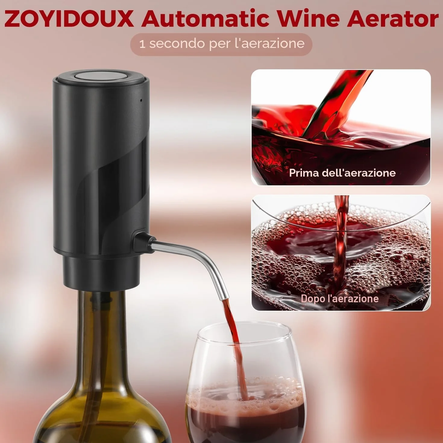ZOYIDOUX Cavatappi elettrico ricaricabile,Apribottiglie Vino Elettrico,appuntamenti e amanti del vino (4 in 1 Kit regalo,ricaricabile)