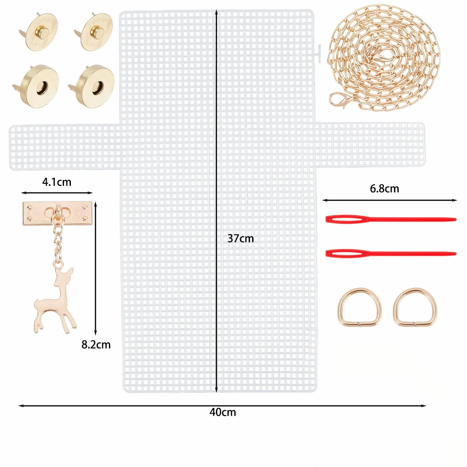 Sundrerfect Kit Modellabile 8 Pezzi Per Borsa Uncinetto Con Rete in Plastica, Cerniere e Accessori