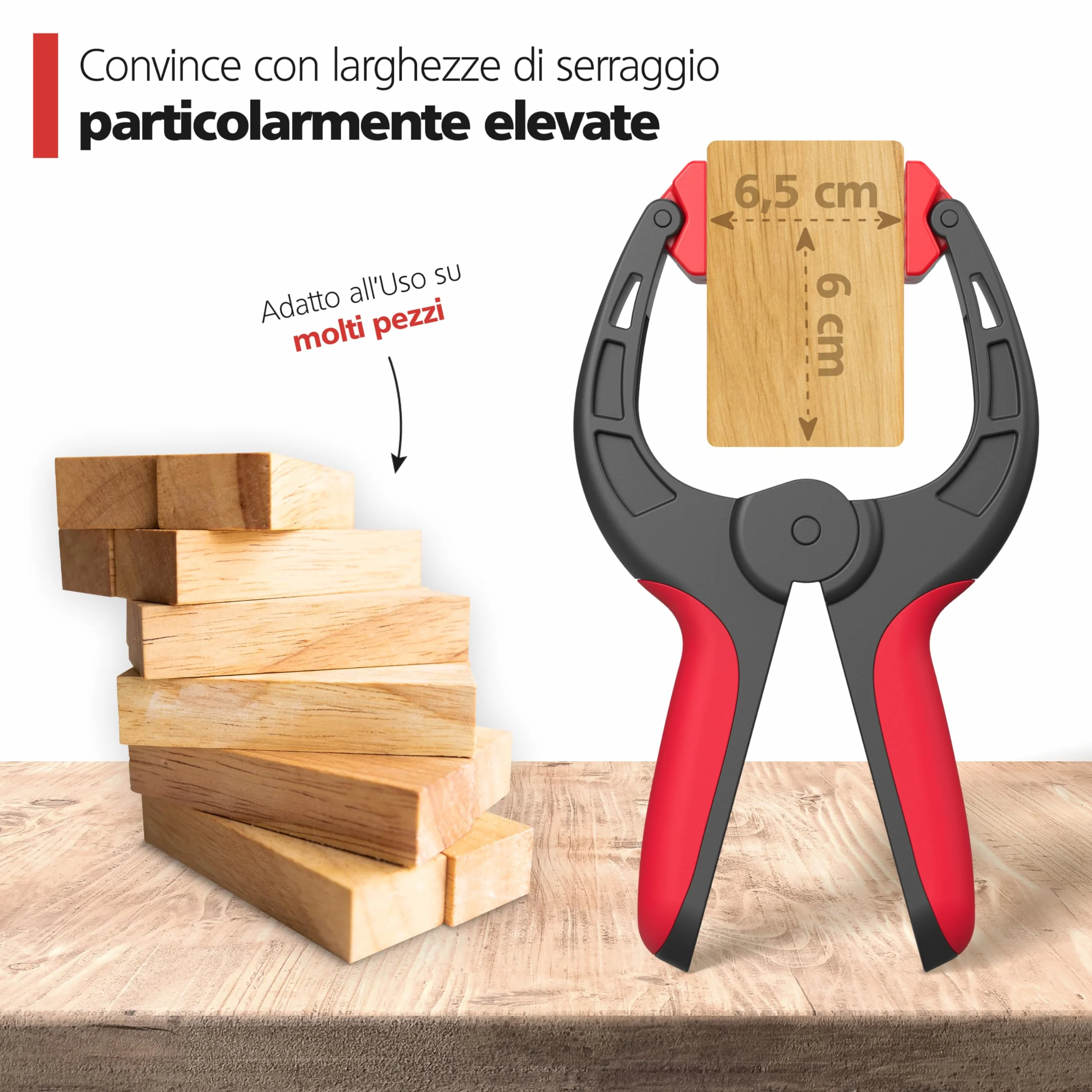 Nirox Set di 4 Morsetti a molla - Morsettiere con ampia apertura - Elevata forza di serraggio della pinza a molla - Morse da falegname con ganascia mobile - Morsetti a tensione